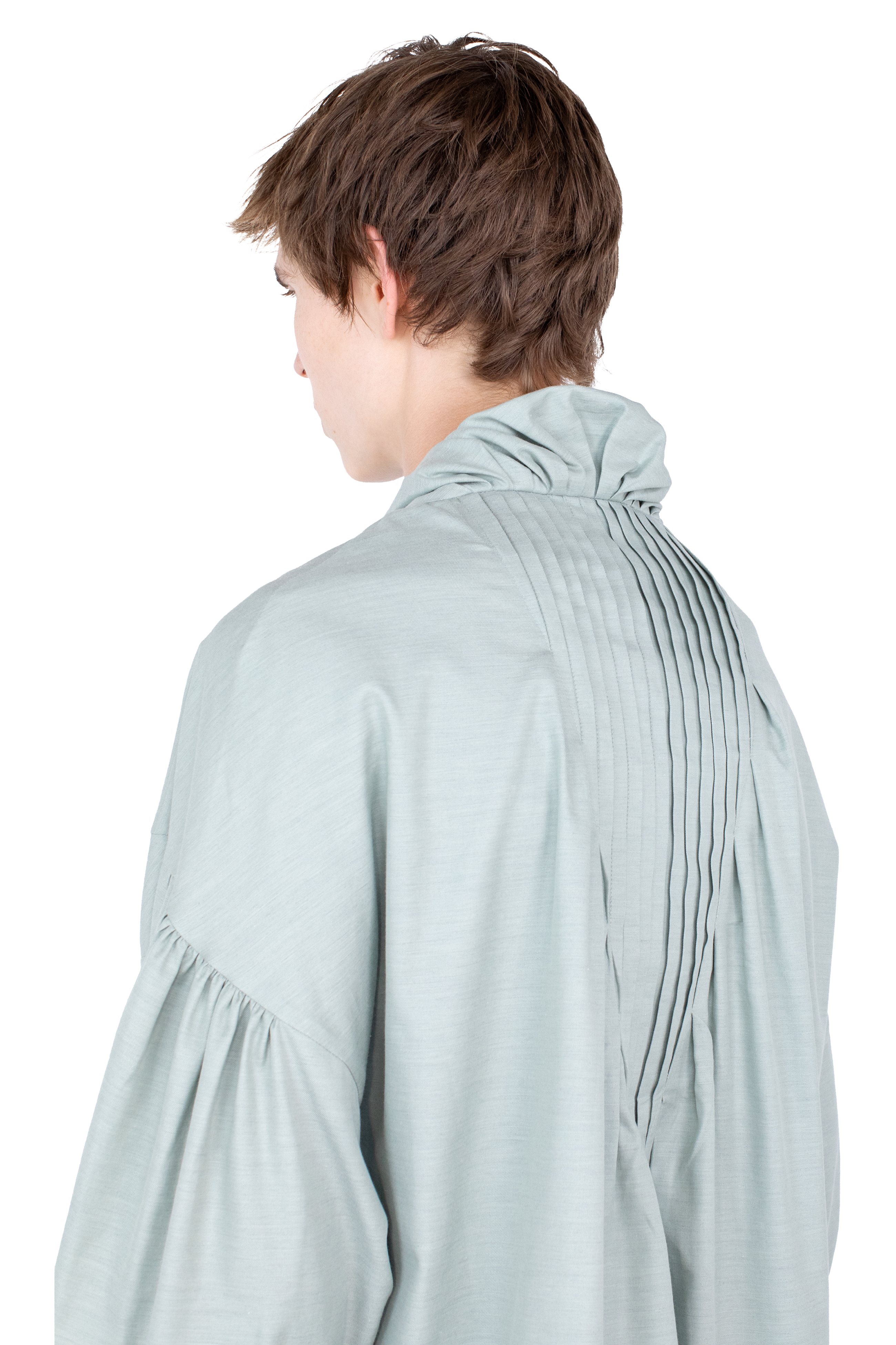 Kiko Kostadinov Shirts EVERS Pleated Shirt chemise Soft Green coton cachemire