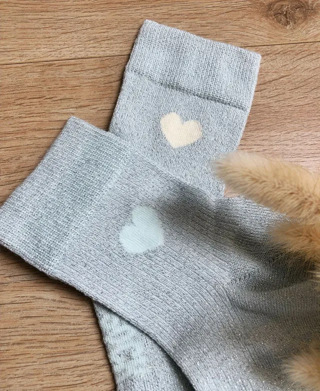Juste Un T-shirt Chaussettes x Socksocket Adèle Azur chaussettes cœurs pailletés 36/40