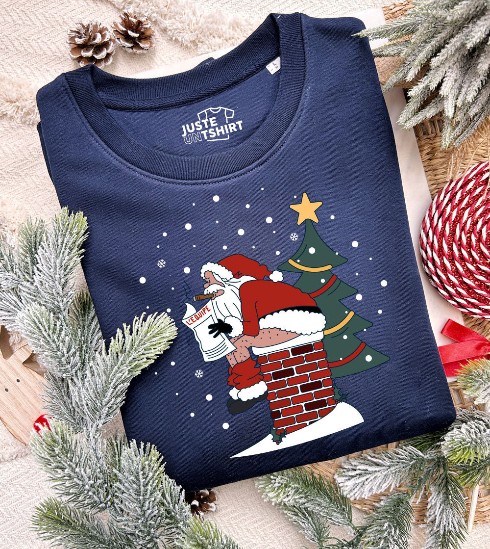 Juste Un T-shirt Sweats Imprimés Sweat imprimé Père Noël gris chiné