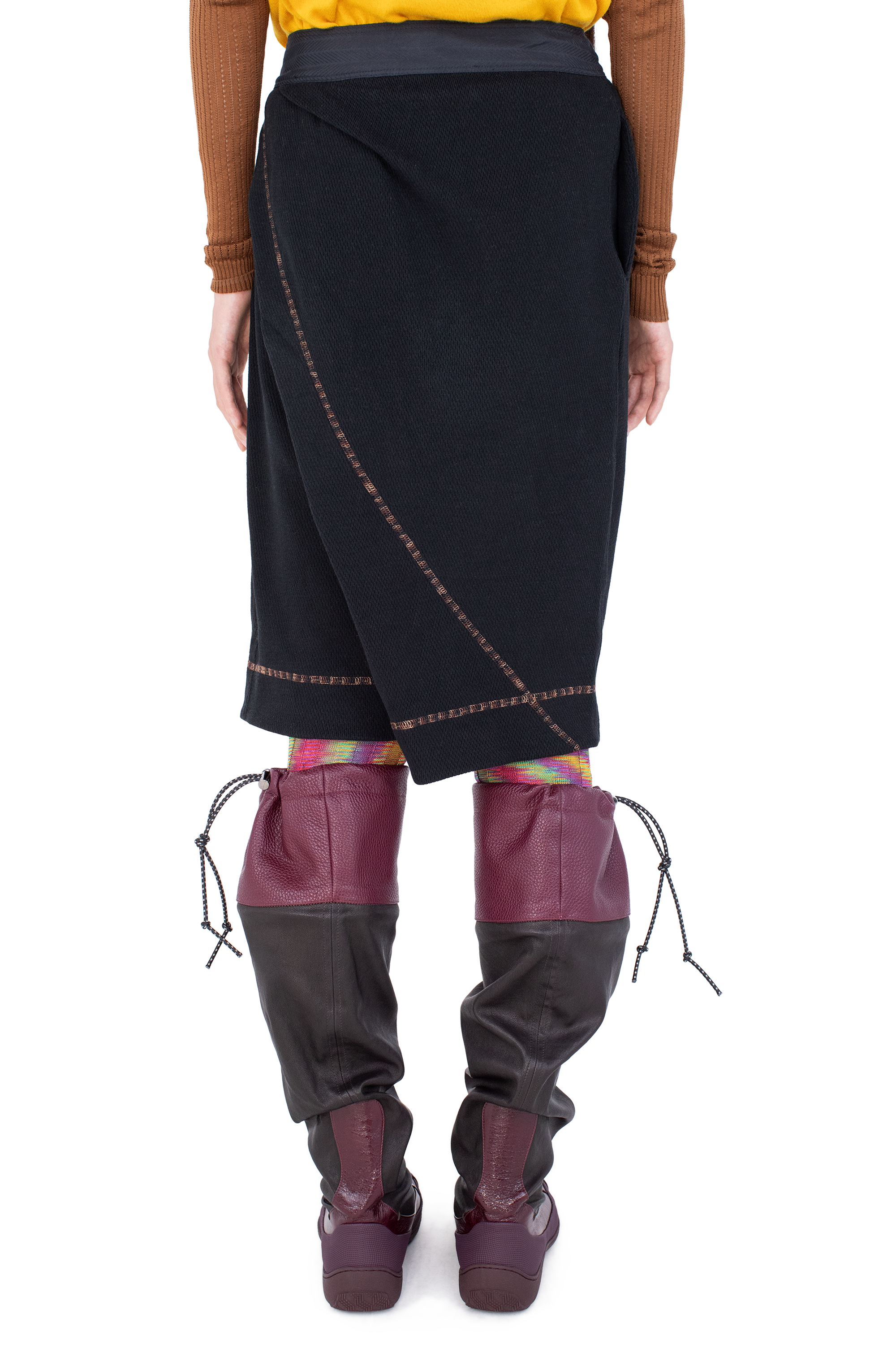 Kiko Kostadinov Bottoms PETREL Draped Culottes jupe-culotte noire en piqué de coton