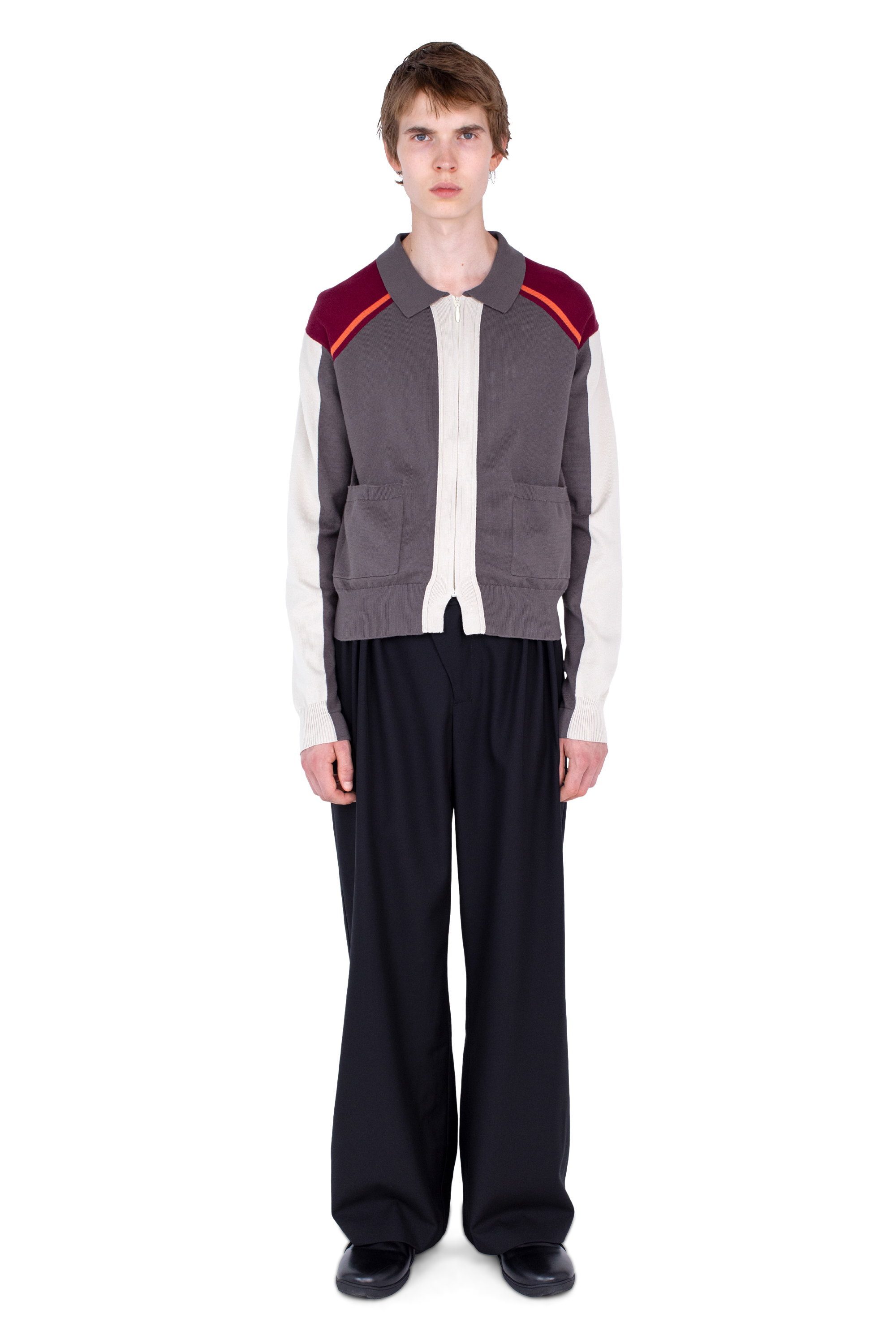 Kiko Kostadinov Knitwear MUNNO Knit Cardigan gilet Slate Grey coton léger