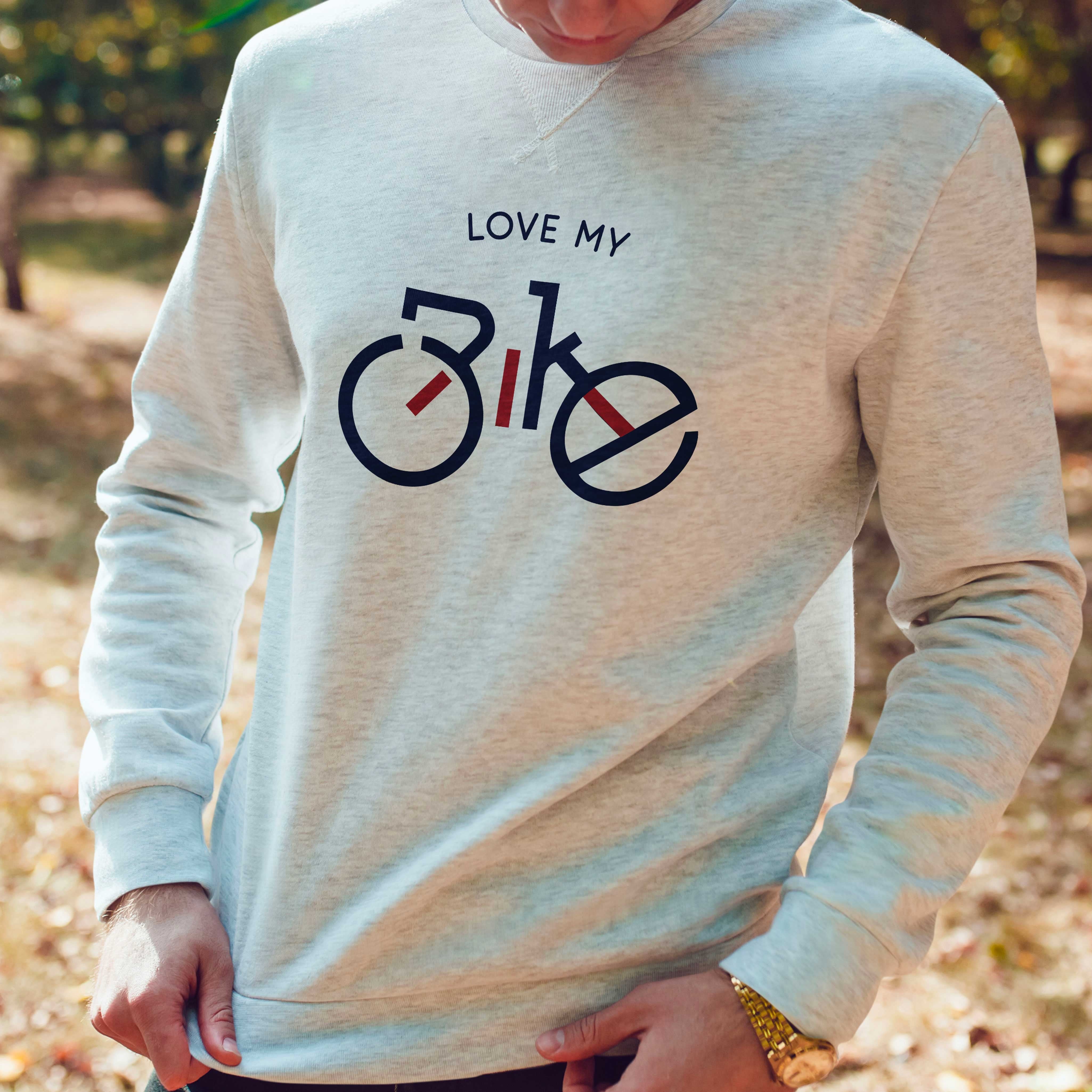 Juste Un T-shirt Sweats Imprimés Sweat-shirt Homme Love my bike bleu marine