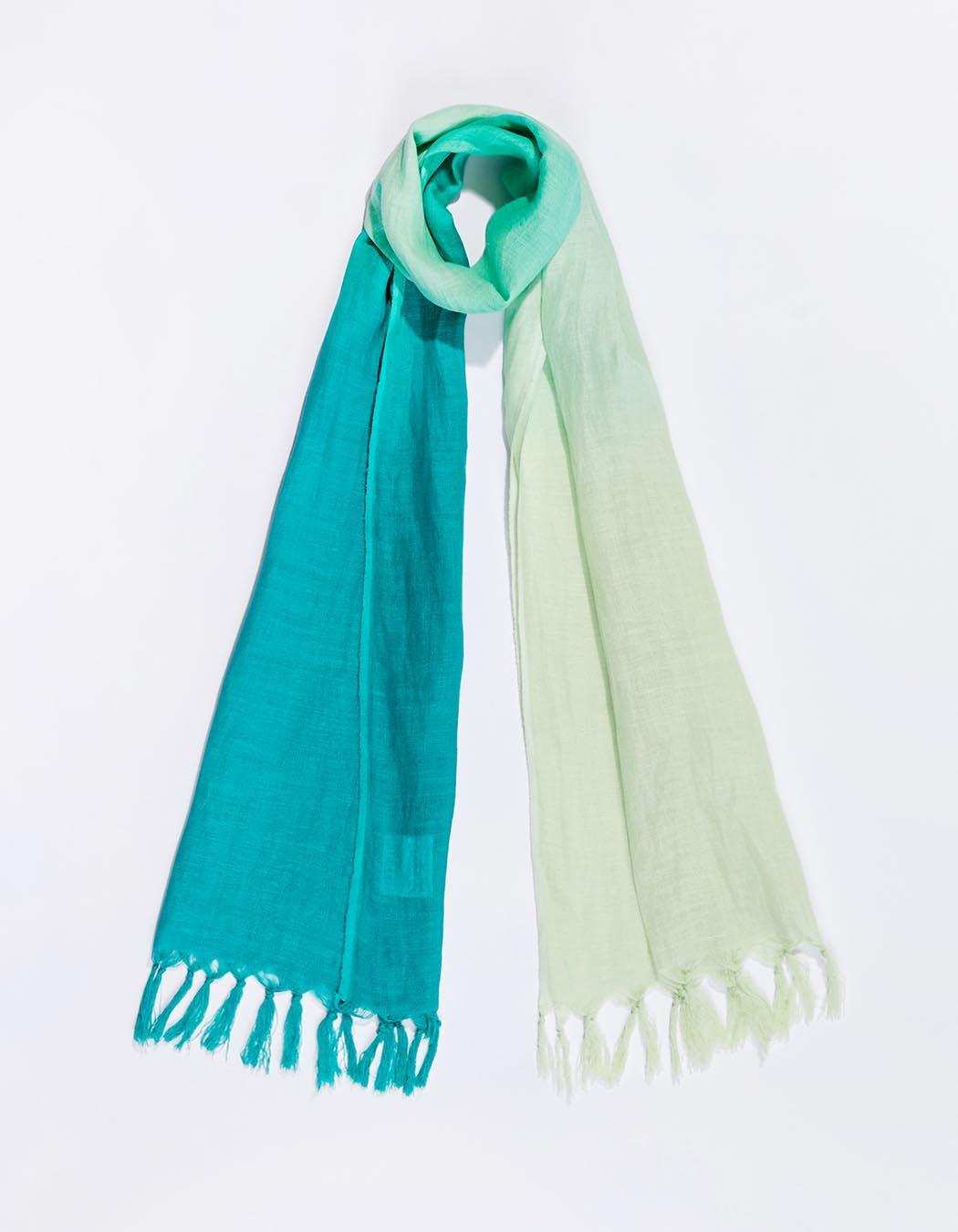 Sourire Multicolore Foulards et Echarpes Foulard Hugo tie and dye en lin rose orange turquoise