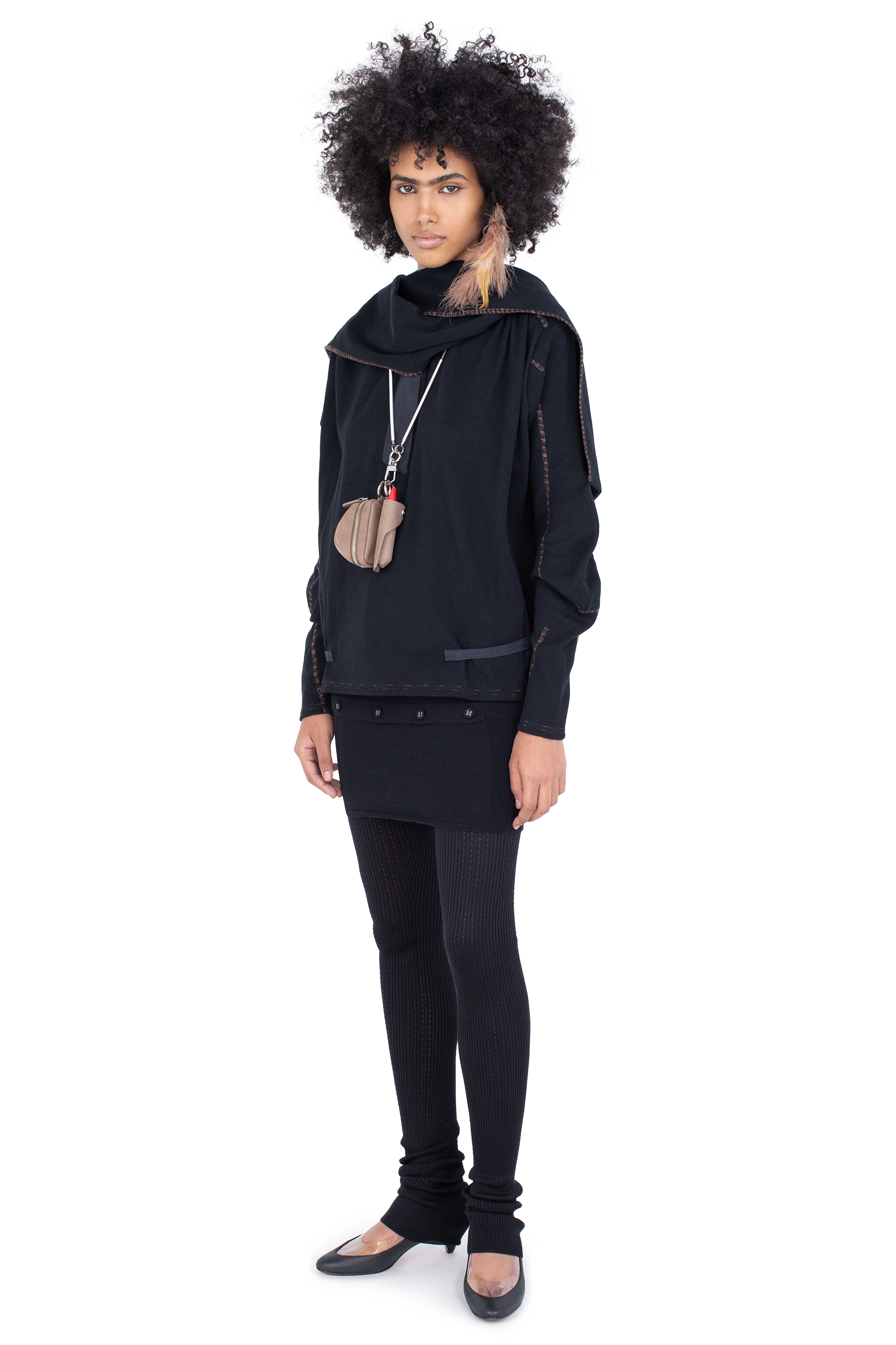 Kiko Kostadinov Tops PETREL Hooded Pullover pull à capuche Ink Black coton piqué