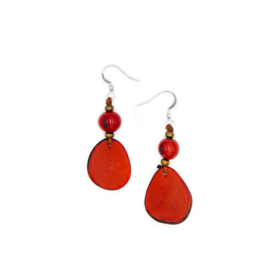 Sourire Multicolore Boucles d’oreilles Olga rouges en ivoire végétal