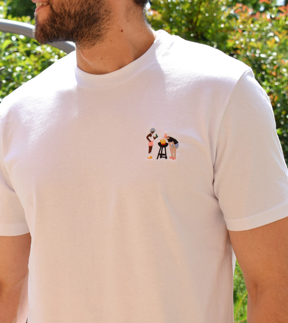 Juste Un T-shirt T-shirts Brodés Barbecue des vacances t-shirt brodé bio
