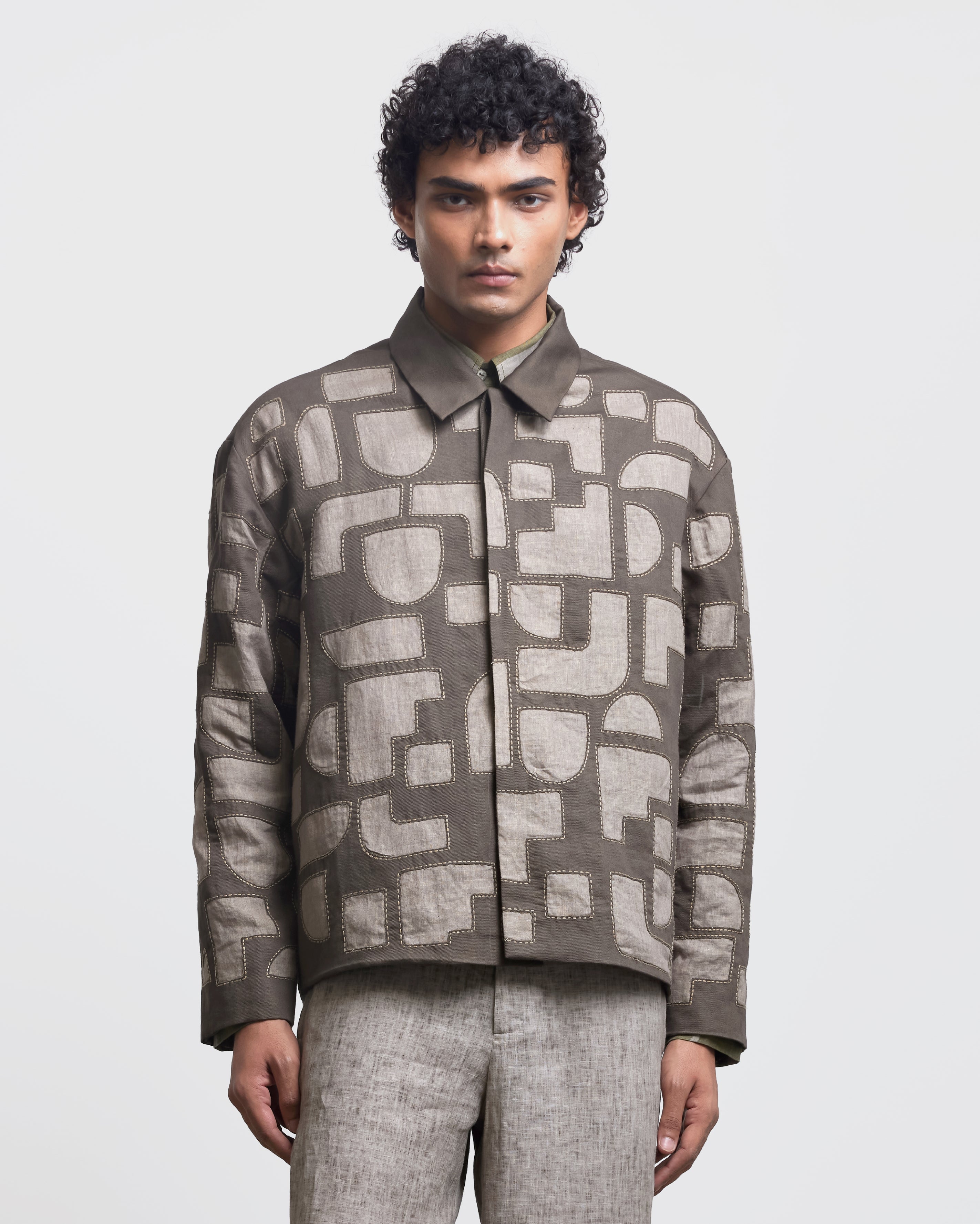 COUNTRYMADE Jackets REVERSE APPLIQUE BAUHAUS ARCH JACKET veste coton et lin brodée