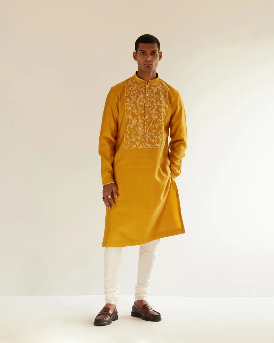 COUNTRYMADE Kurtas Camo-Block Yoke Embroidery Kurta Set XS à XXL brodé