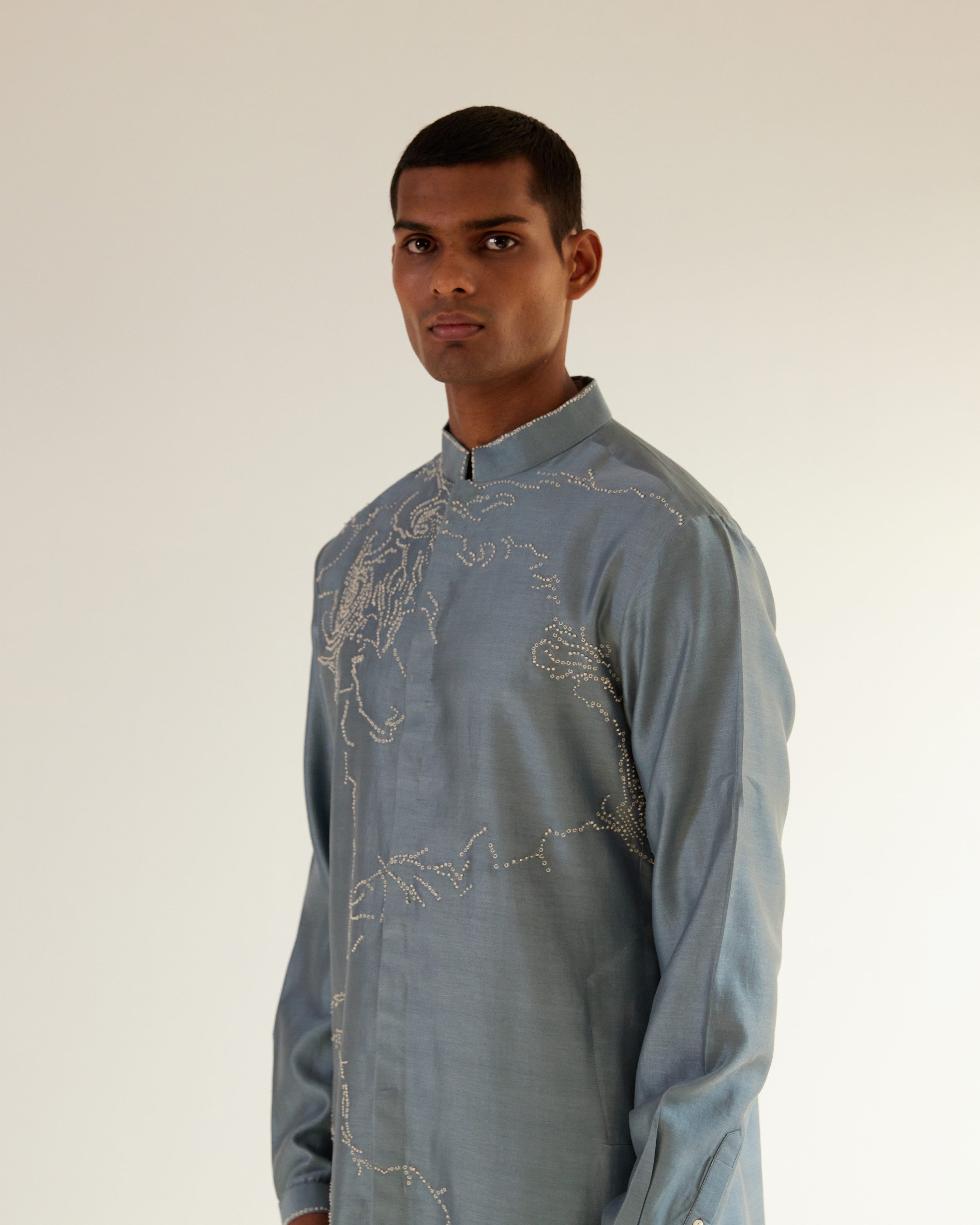 COUNTRYMADE Kurtas Black Hole Embroidery Kurta Set kurta bleu poudre brodé