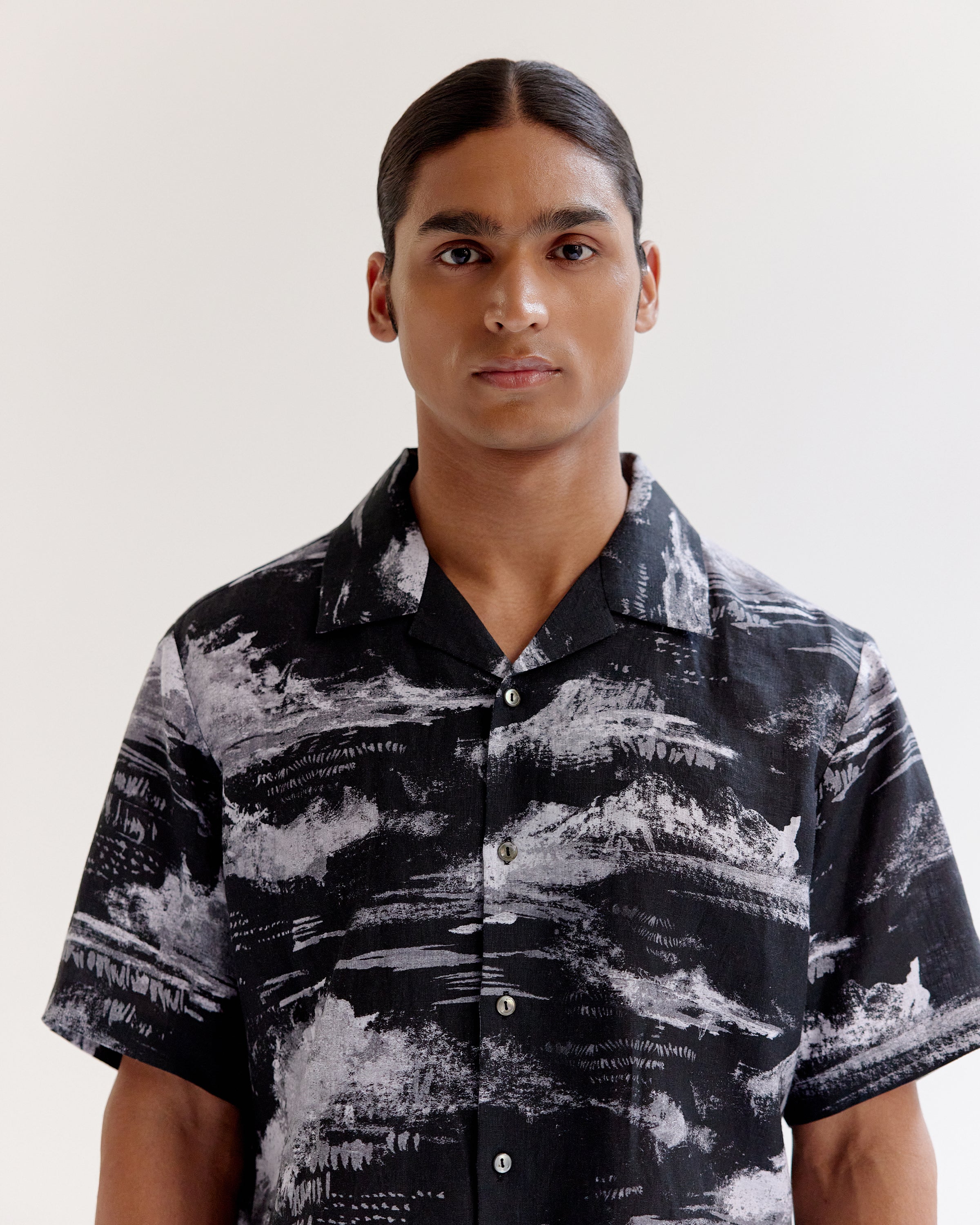 COUNTRYMADE Shirts Arid Brush stroke chemise en lin imprimé
