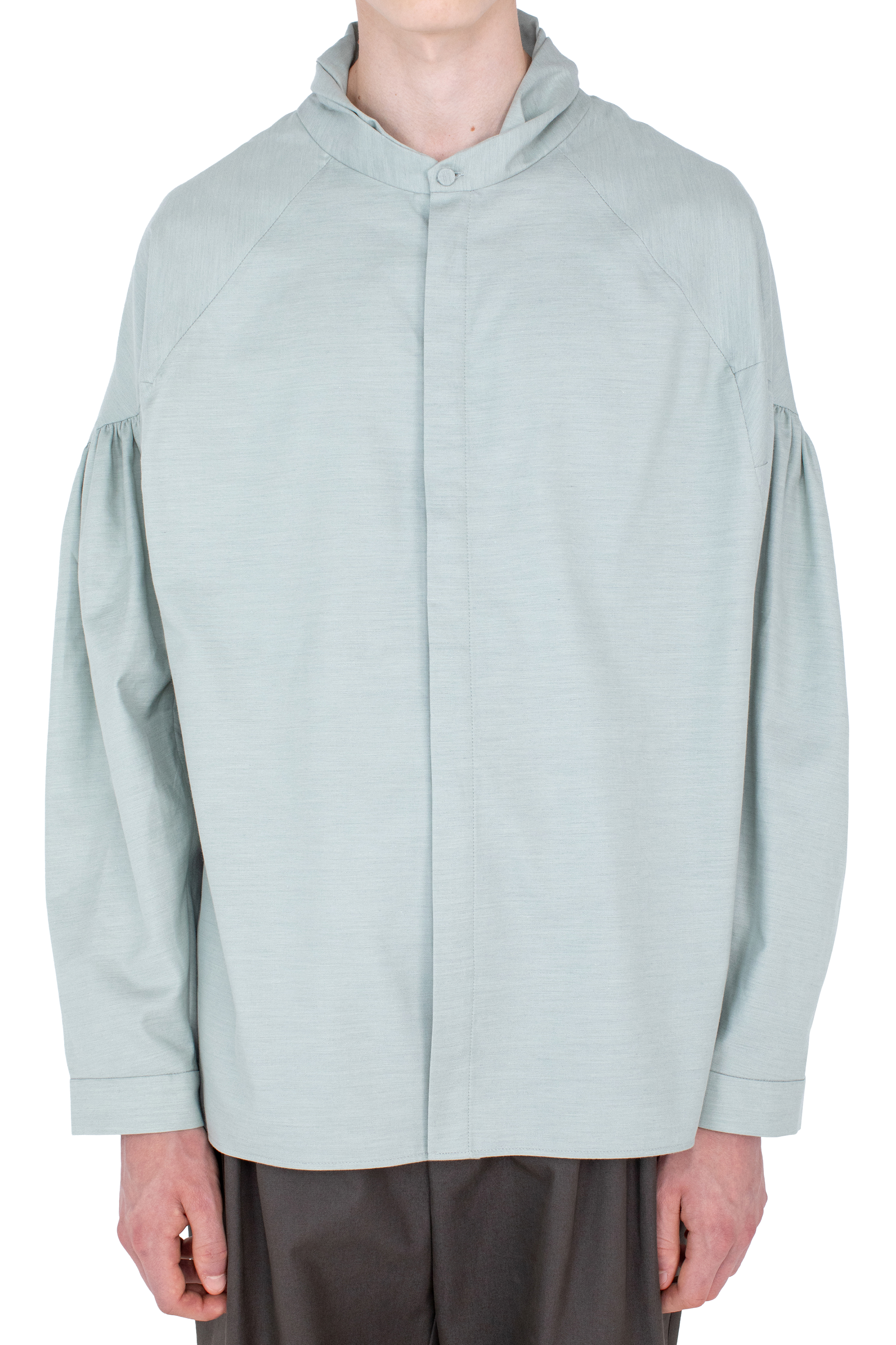 Kiko Kostadinov Shirts EVERS Pleated Shirt chemise Soft Green coton cachemire