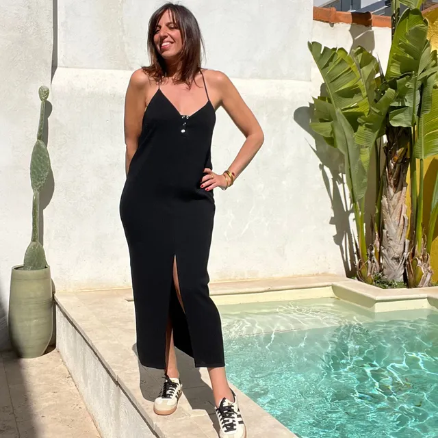 PANTRUCHE Robes BLONDIE robe longue noire en crêpe de polyviscose