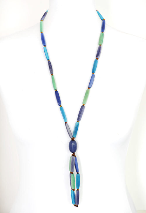Tagua and co Colliers Sautoir Salinas ivoire végétal jaune turquoise violet rouge