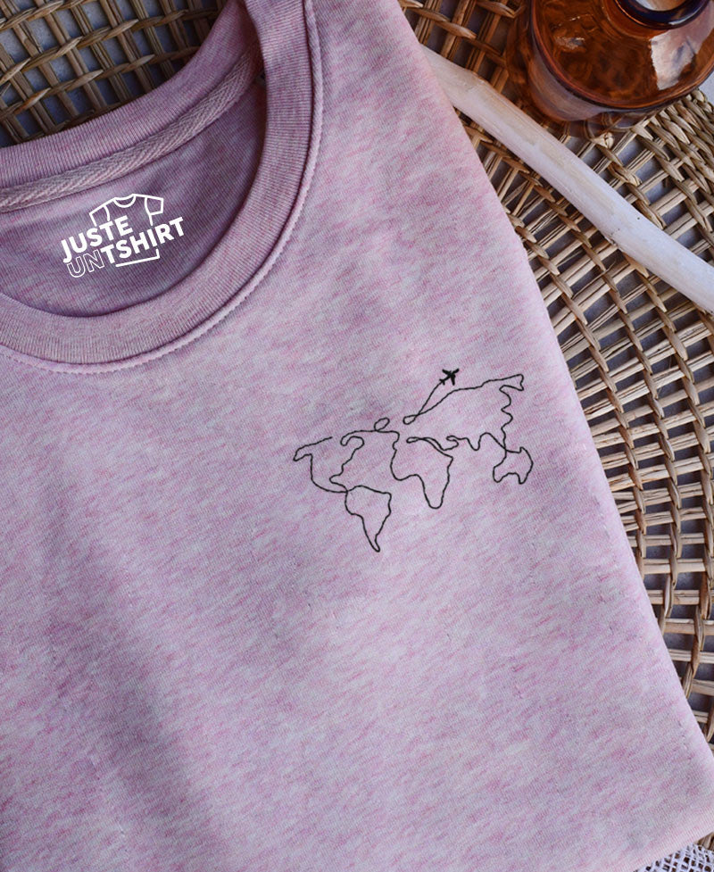 Juste Un T-shirt Sweats Brodés Tour du monde sweat brodé voyage