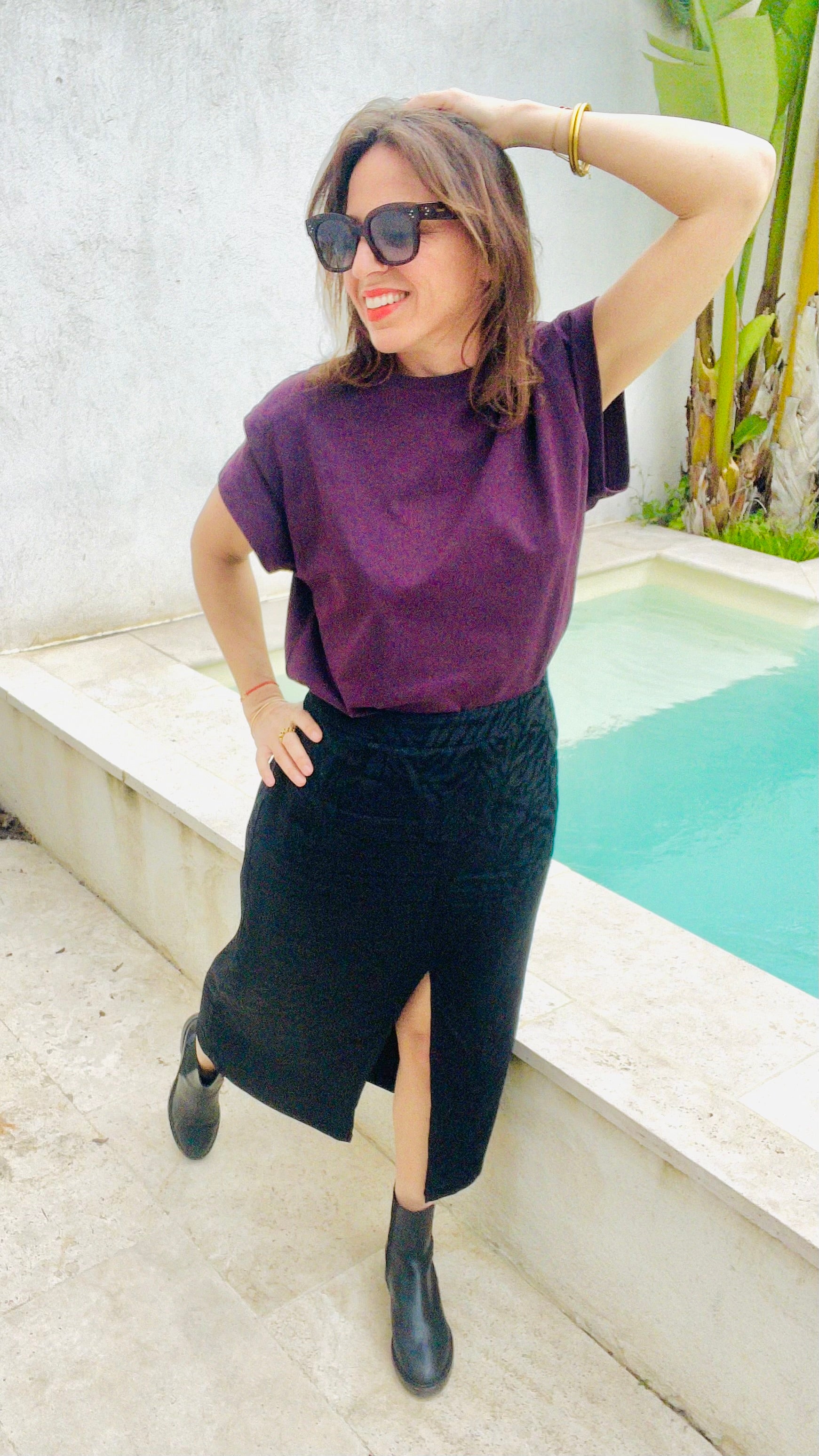 PANTRUCHE Jupes JUDY jupe midi noire zébrée en viscose