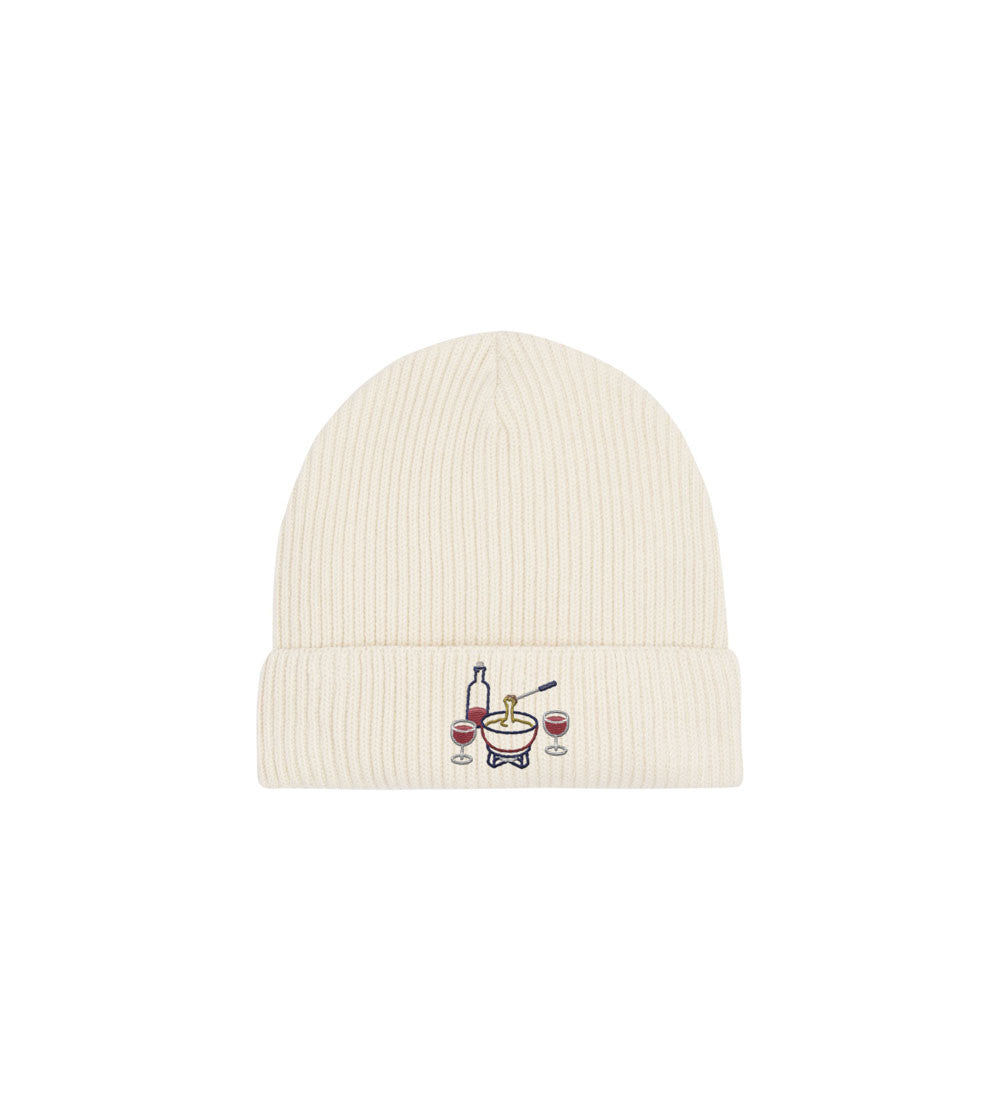 Juste Un T-shirt Bonnets Fondue Savoyarde bonnet gris chiné brodé