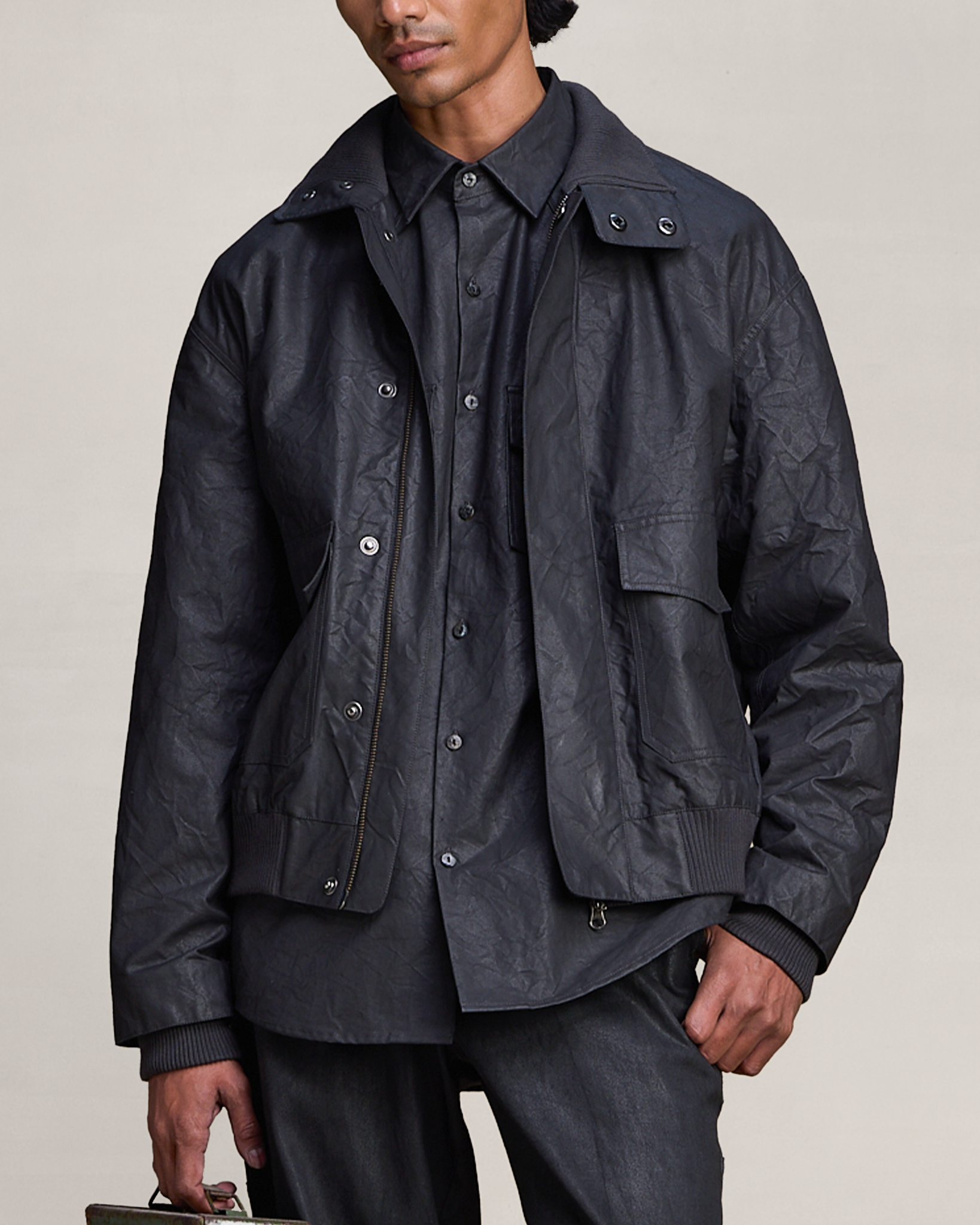 COUNTRYMADE Jackets CRINKLE COATED FLIGHT BOMBER bomber coton enduit