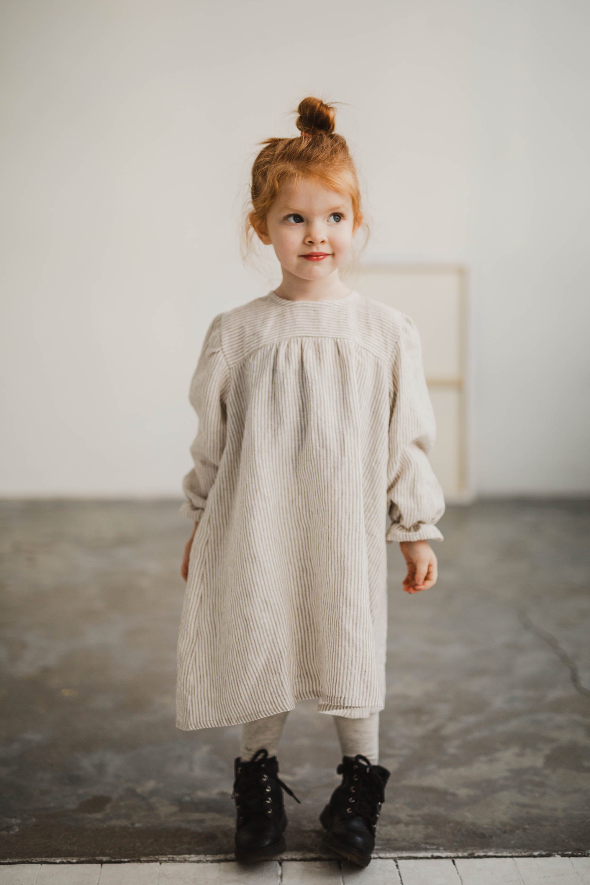 Laumė linen Kids Clothing ŽEMYNA robe fille en lin carreaux verts