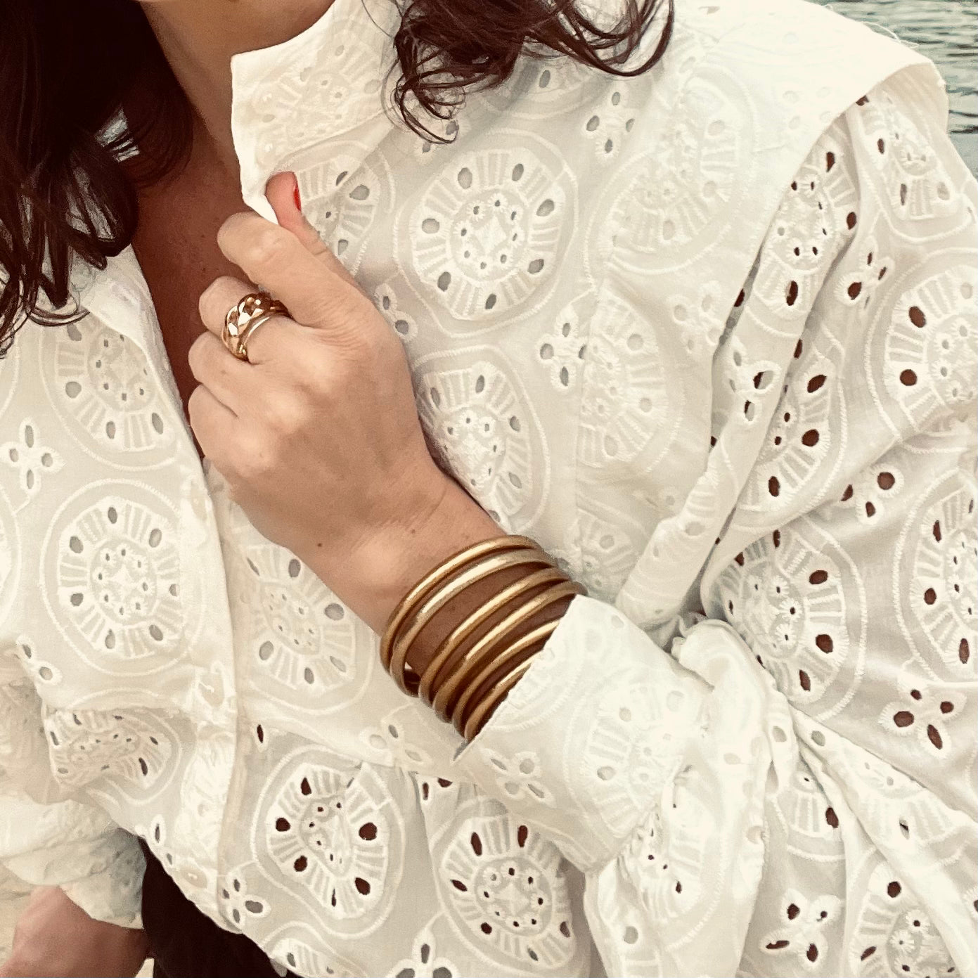 PANTRUCHE Chemises Blouse NINA broderie anglaise blanc en coton