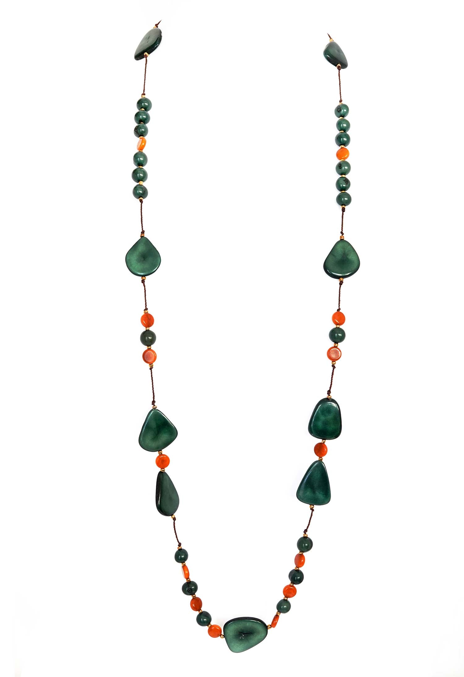 Sourire Multicolore Colliers Sautoir Ibarra sautoir vert émeraude en ivoire végétal