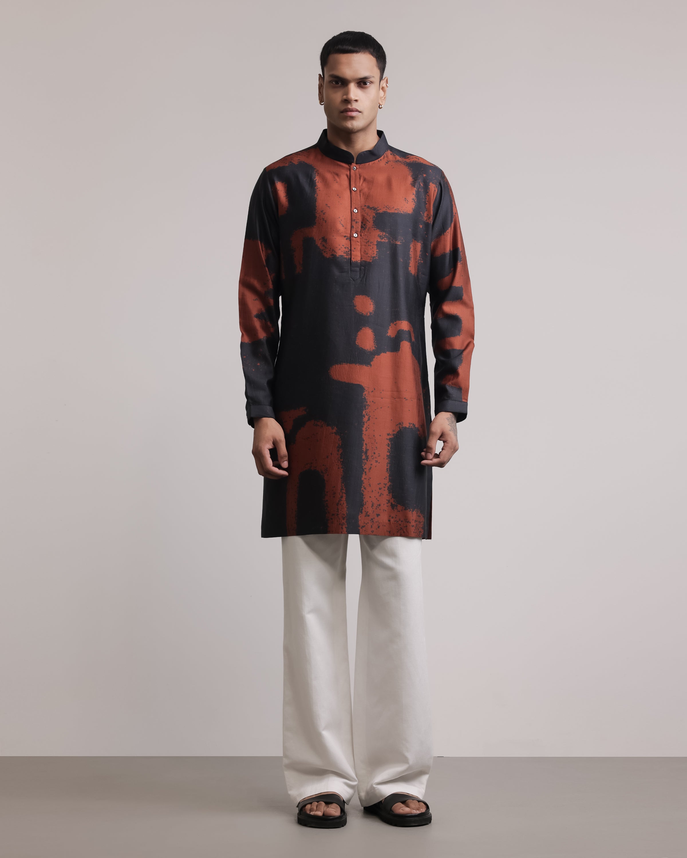 COUNTRYMADE Kurtas Upscale Fossil Print Silk Kurta kurta XS soie imprimée