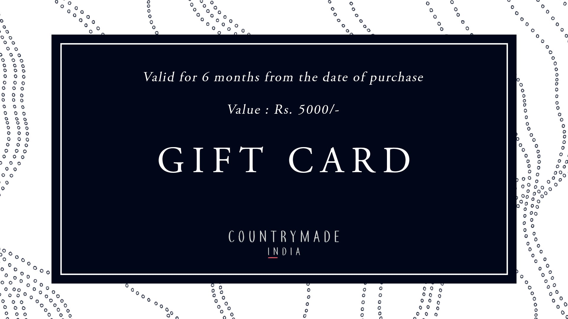 COUNTRYMADE Accessories Countrymade Gift Card carte cadeau 5 000 ₹