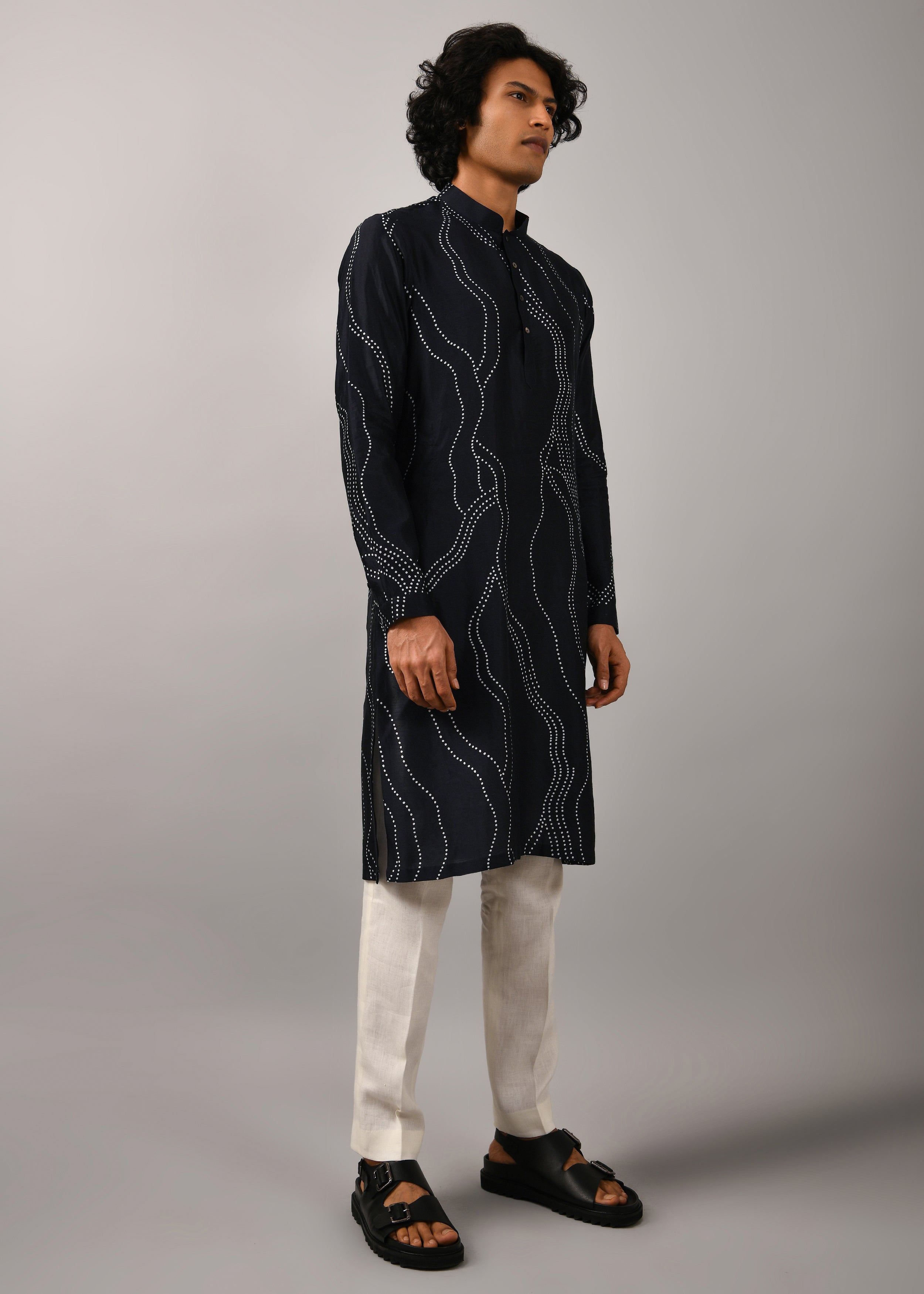 COUNTRYMADE Kurtas Constellation Silk Printed Kurta kurta soie marine