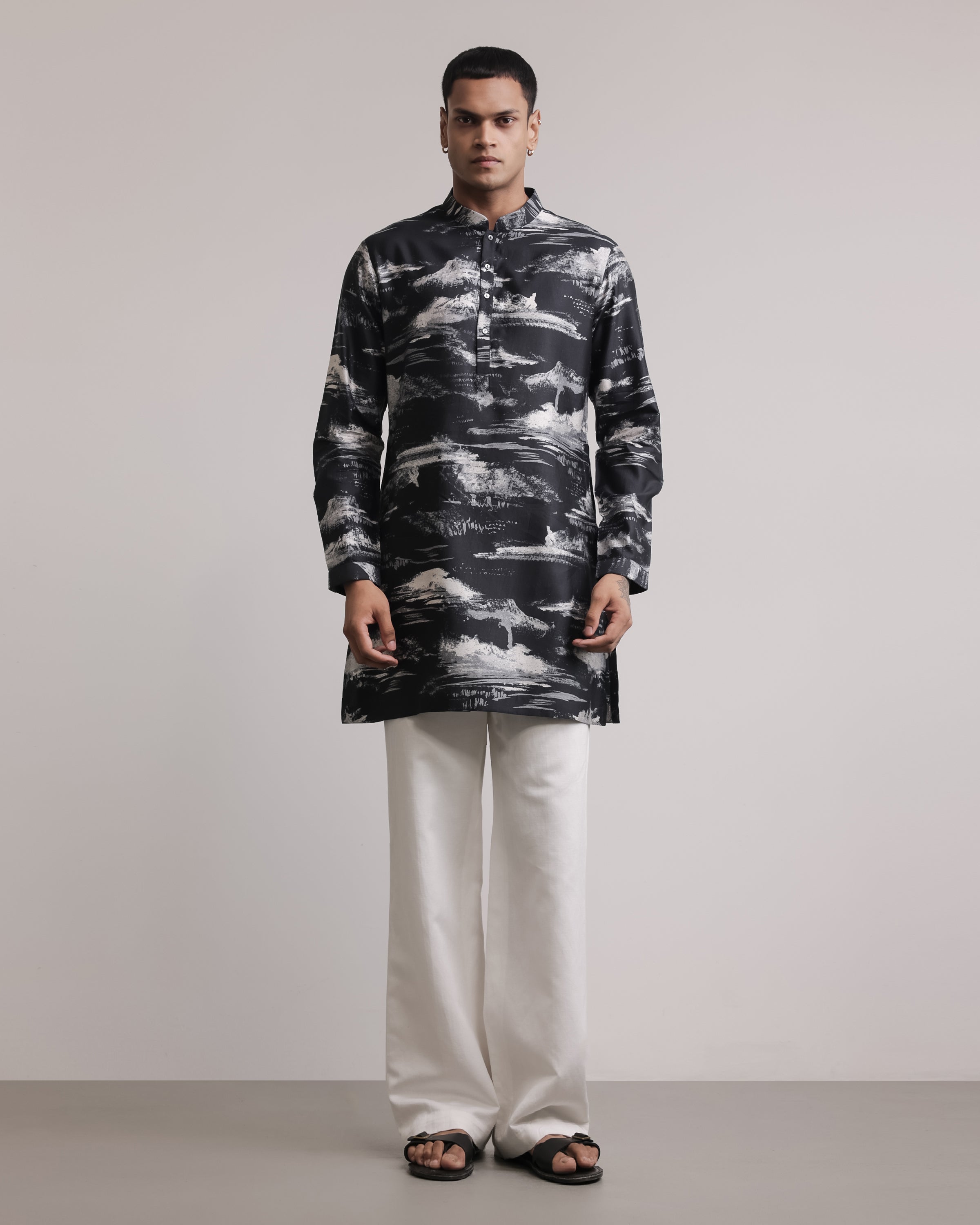 COUNTRYMADE Kurtas Dust Cloud Print Kurta kurta en soie imprimée