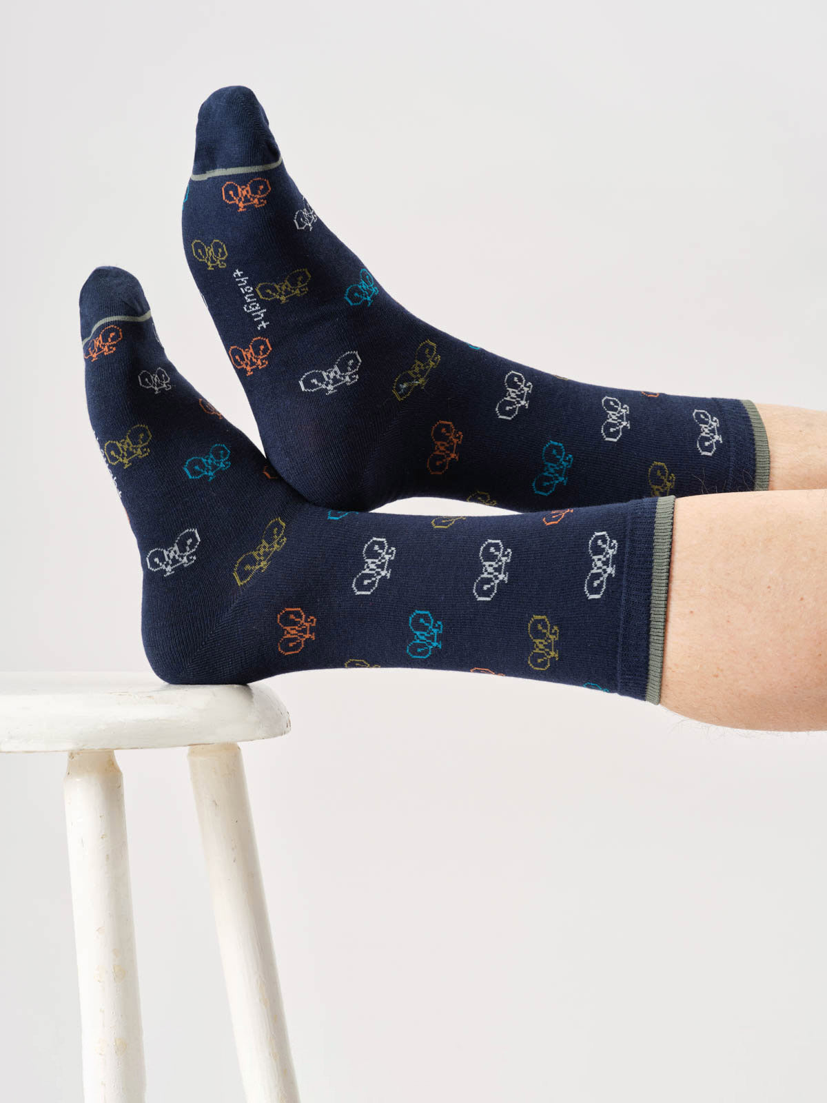 Sourire Multicolore Chaussettes homme Chaussettes vélos bleu marine bambou 40/44