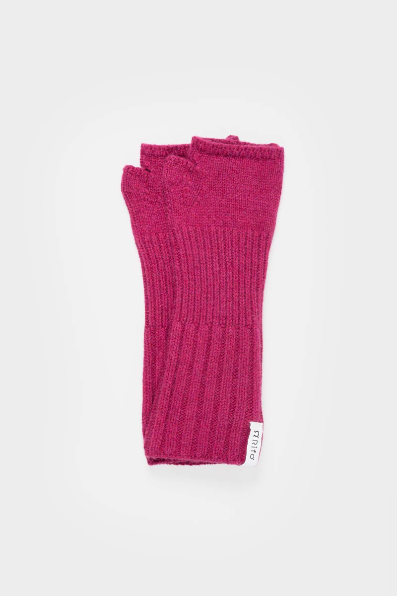 Gants et mitaines Tamara mitaines longues rose cyclamen en cachemire recyclé
