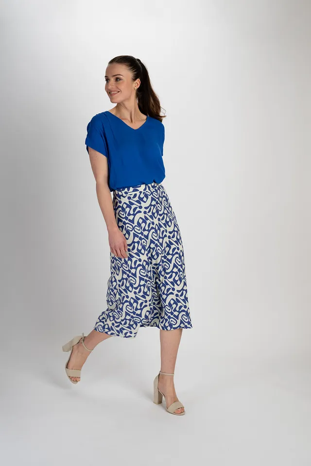 Sourire Multicolore Tops Top bleu royal en crêpe d’Ecovero 36–42 fluide