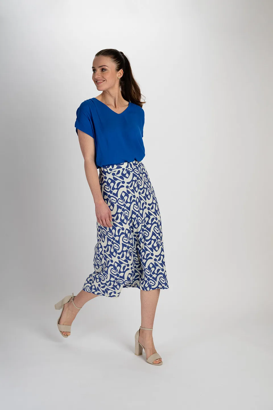Sourire Multicolore Tops Top bleu royal en crêpe d’Ecovero 36–42 fluide