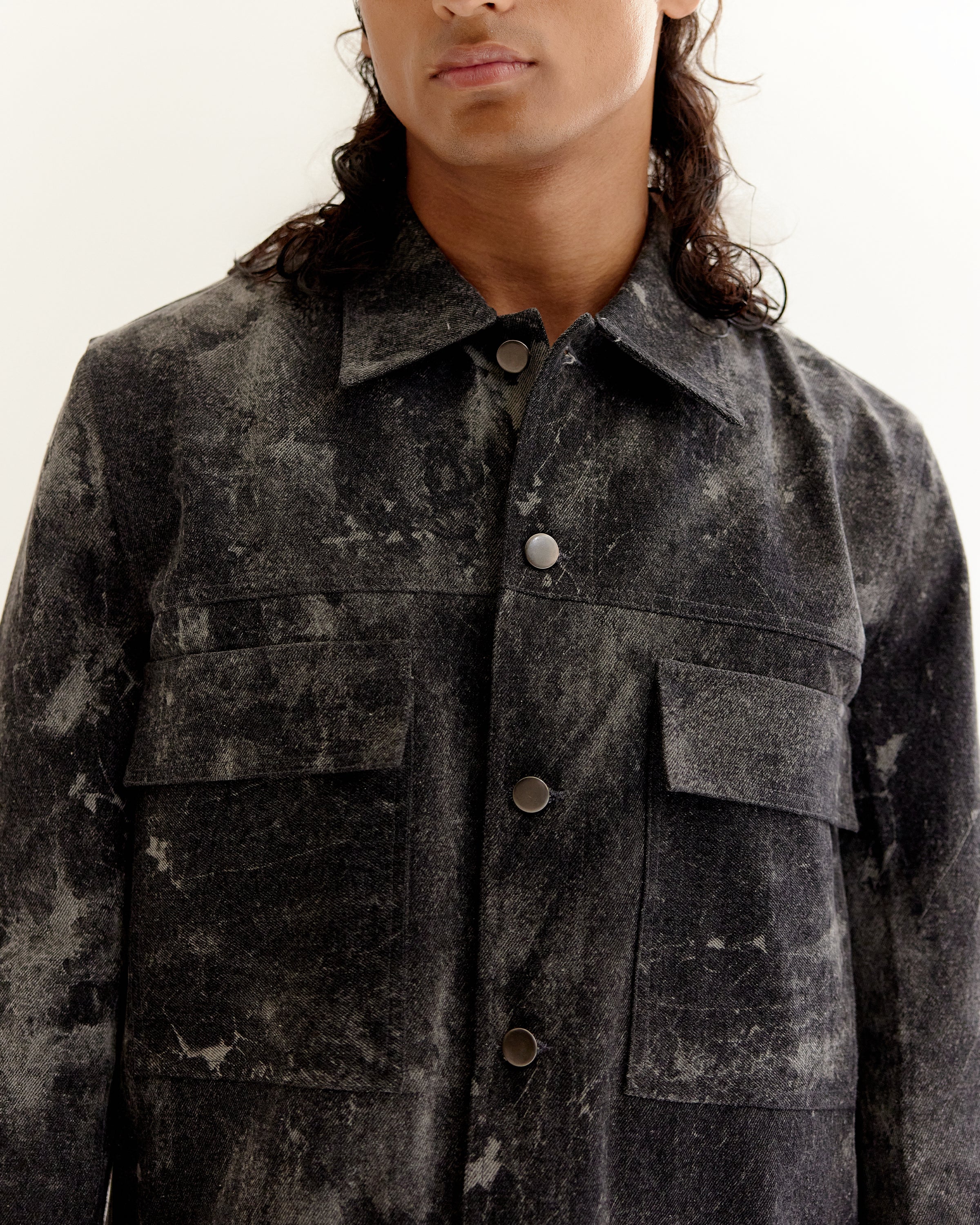 COUNTRYMADE Jackets Skin Textured Batik Denim Jacket veste denim texturée