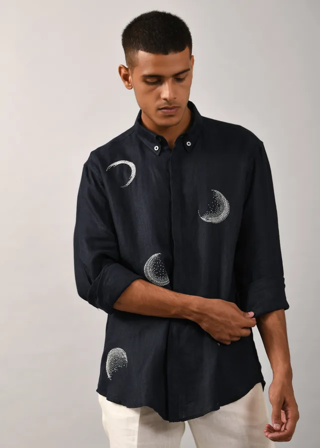 COUNTRYMADE Shirts Moon Shirt chemise noire brodée