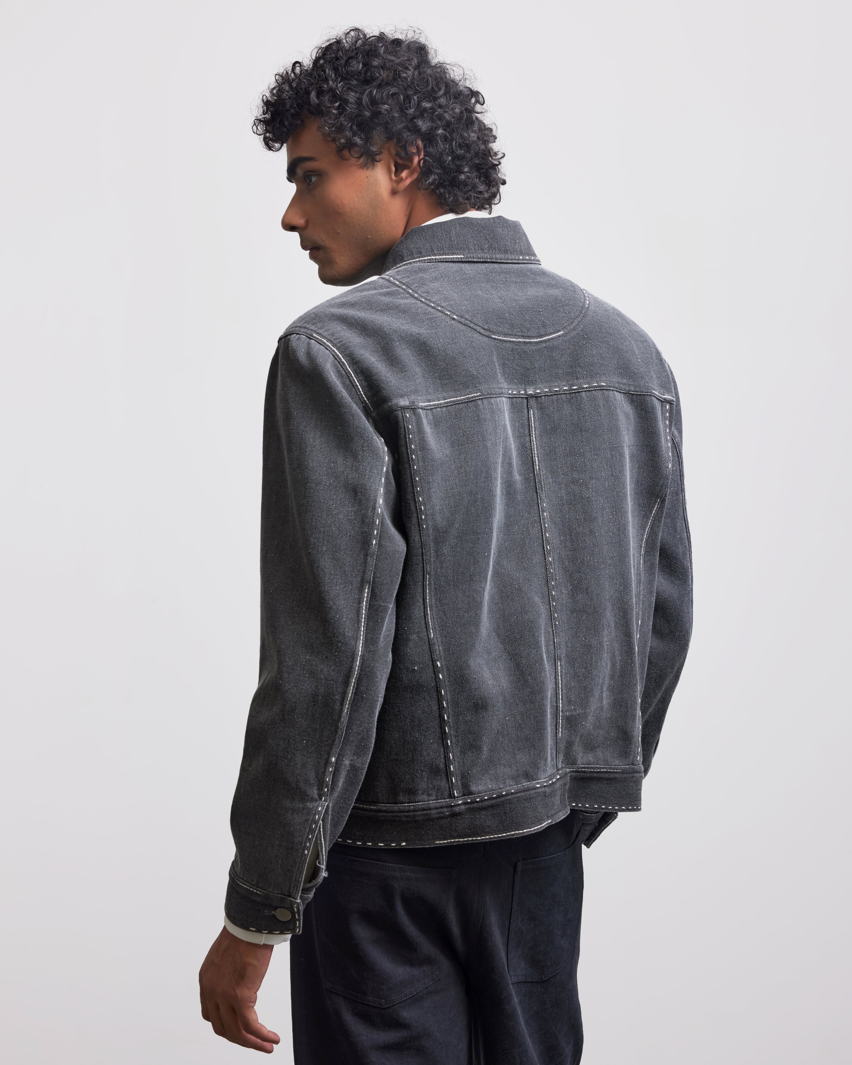 COUNTRYMADE Jackets PRESENCE ABSENCE MULTI STITCH TRUCKER veste denim brodée