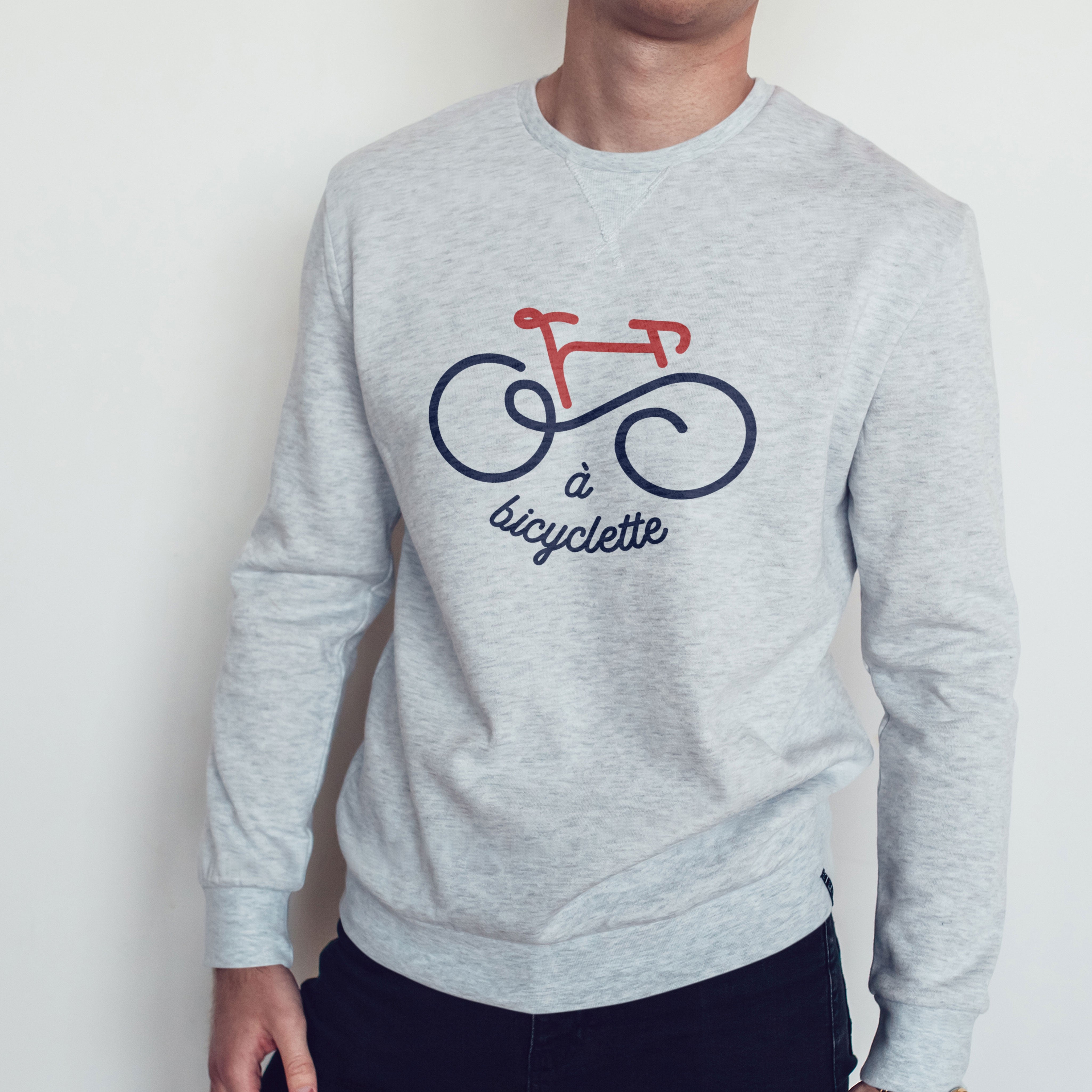 Juste Un T-shirt Sweats Imprimés À bicyclette sweat gris chiné