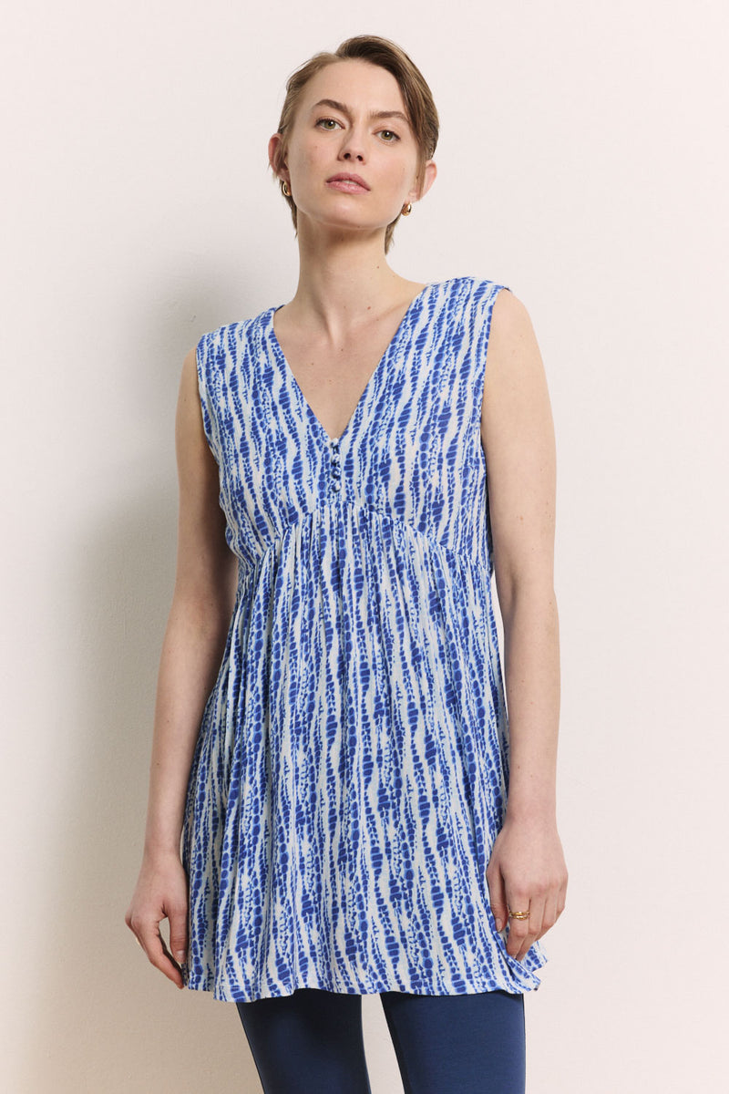 Sourire Multicolore Robes Tunique Elisaa tunique batik bleu Ecovero 36-42