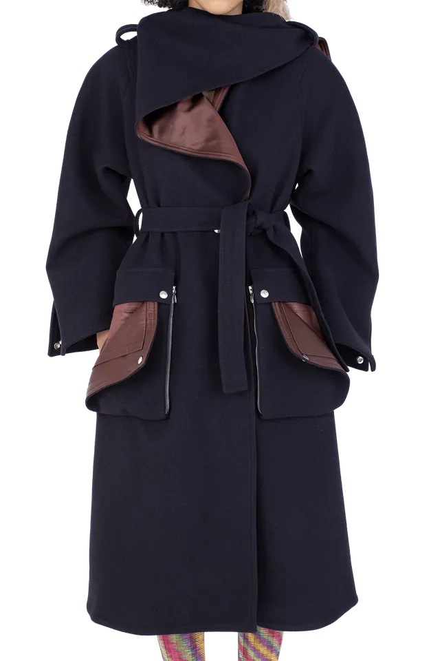 Kiko Kostadinov Outerwear SISKIN Hooded Coat manteau Midnight Blue