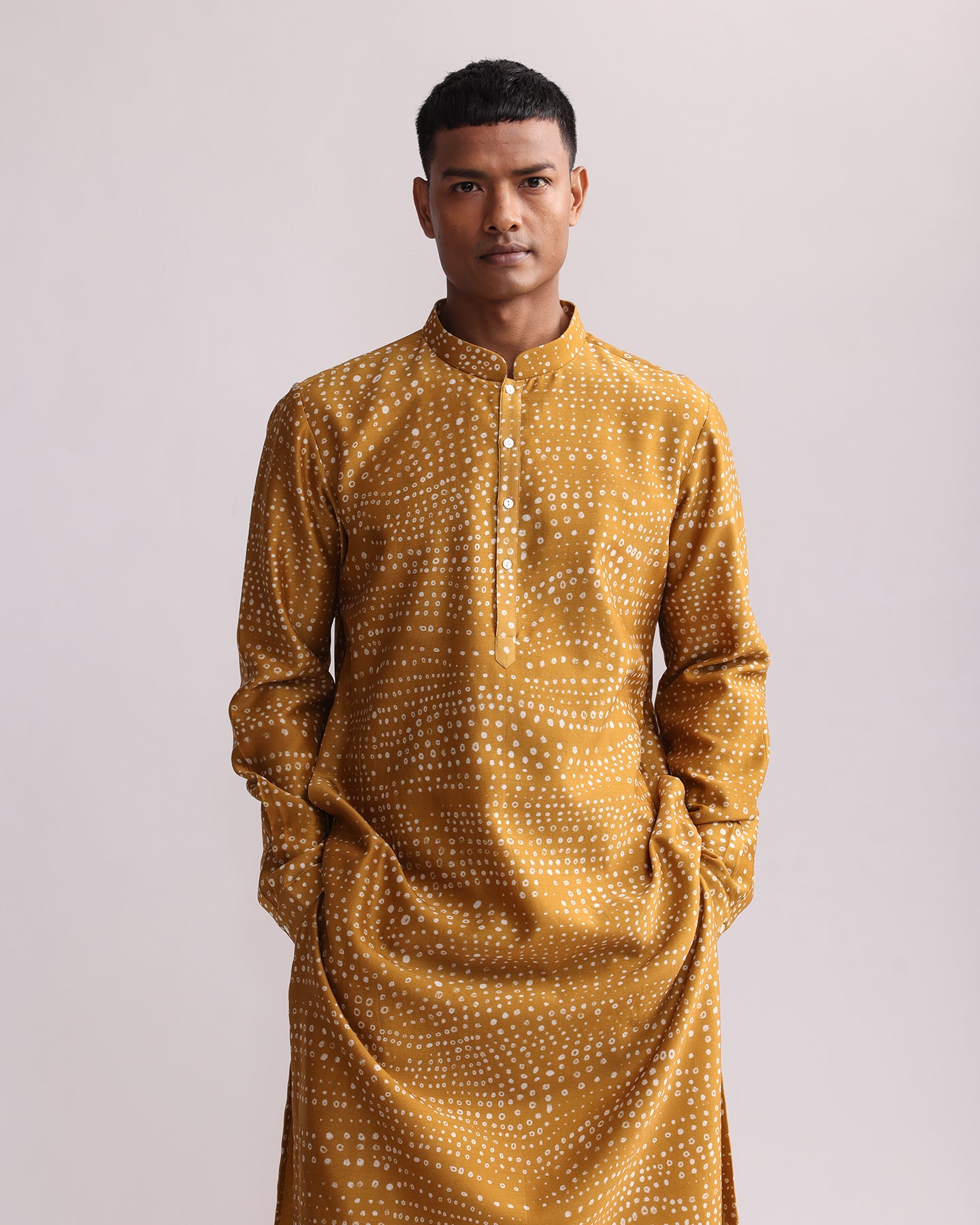 COUNTRYMADE Kurtas Aboriginal Dots Print Kurta kurta moutarde soie