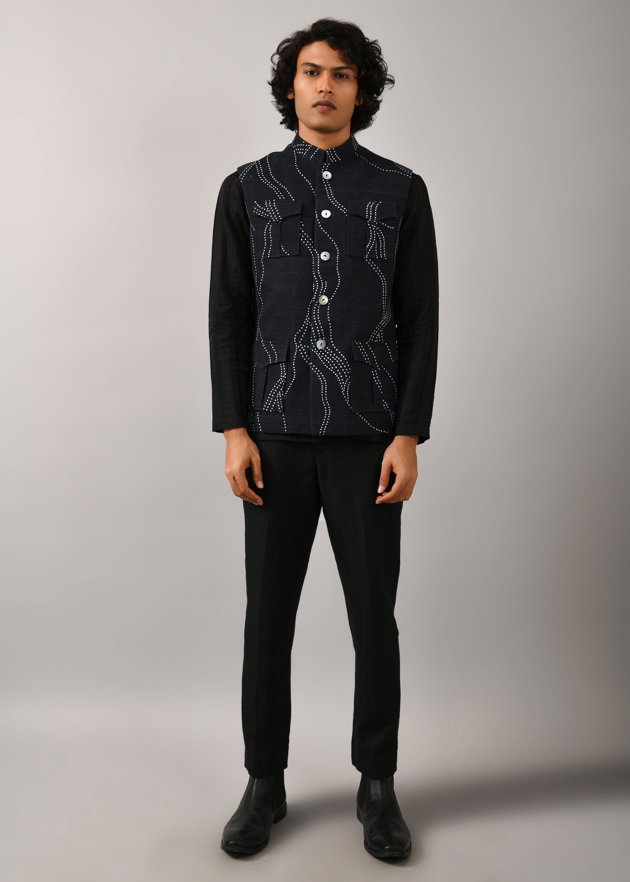 COUNTRYMADE Nehru Jackets Constellation Safari Printed Bundi veste coton soie