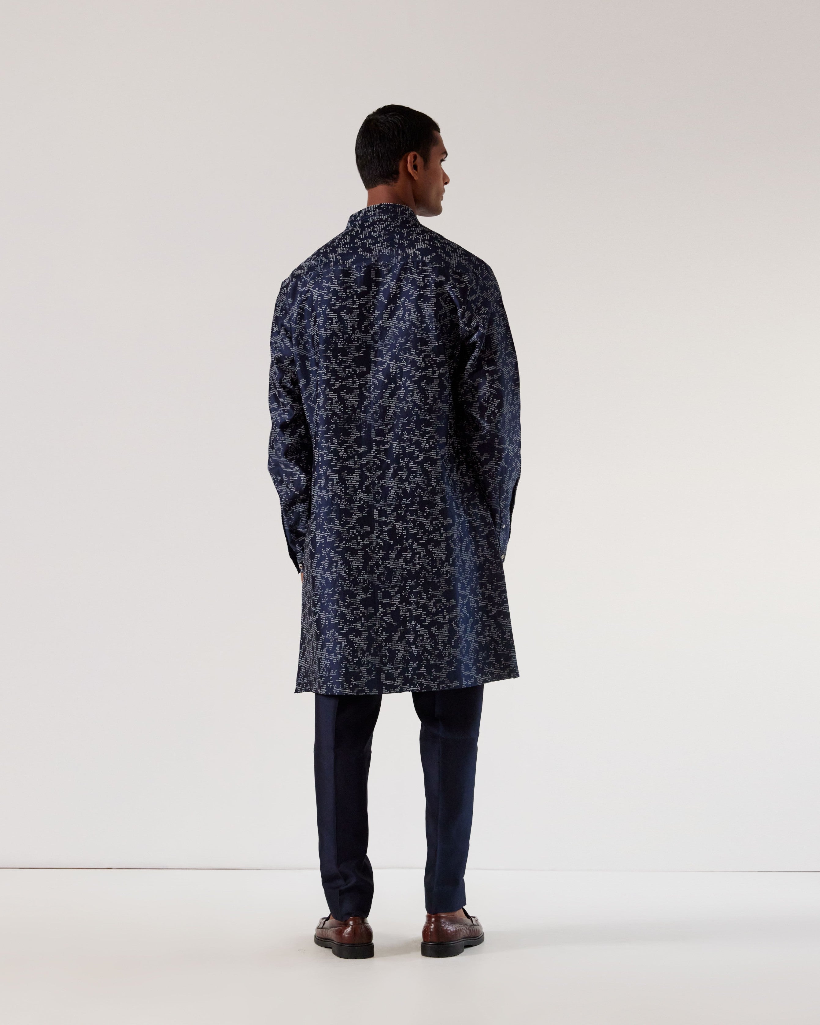 COUNTRYMADE Kurtas Camo Block Front Open Kurta Set kurta bleu marine