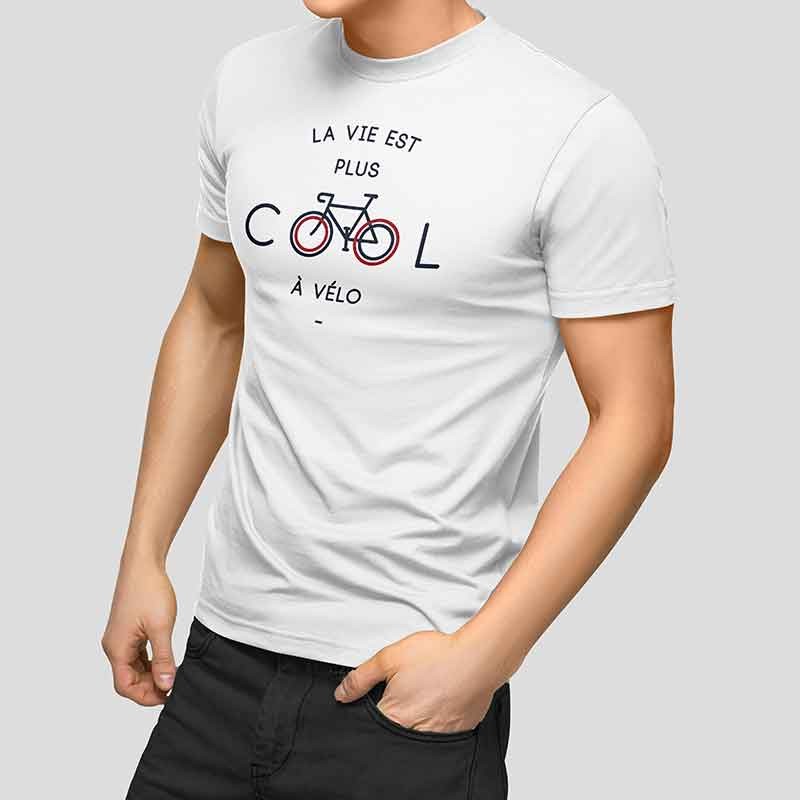 Juste Un T-shirt T-shirts Imprimés La vie est plus cool à vélo T-shirt blanc