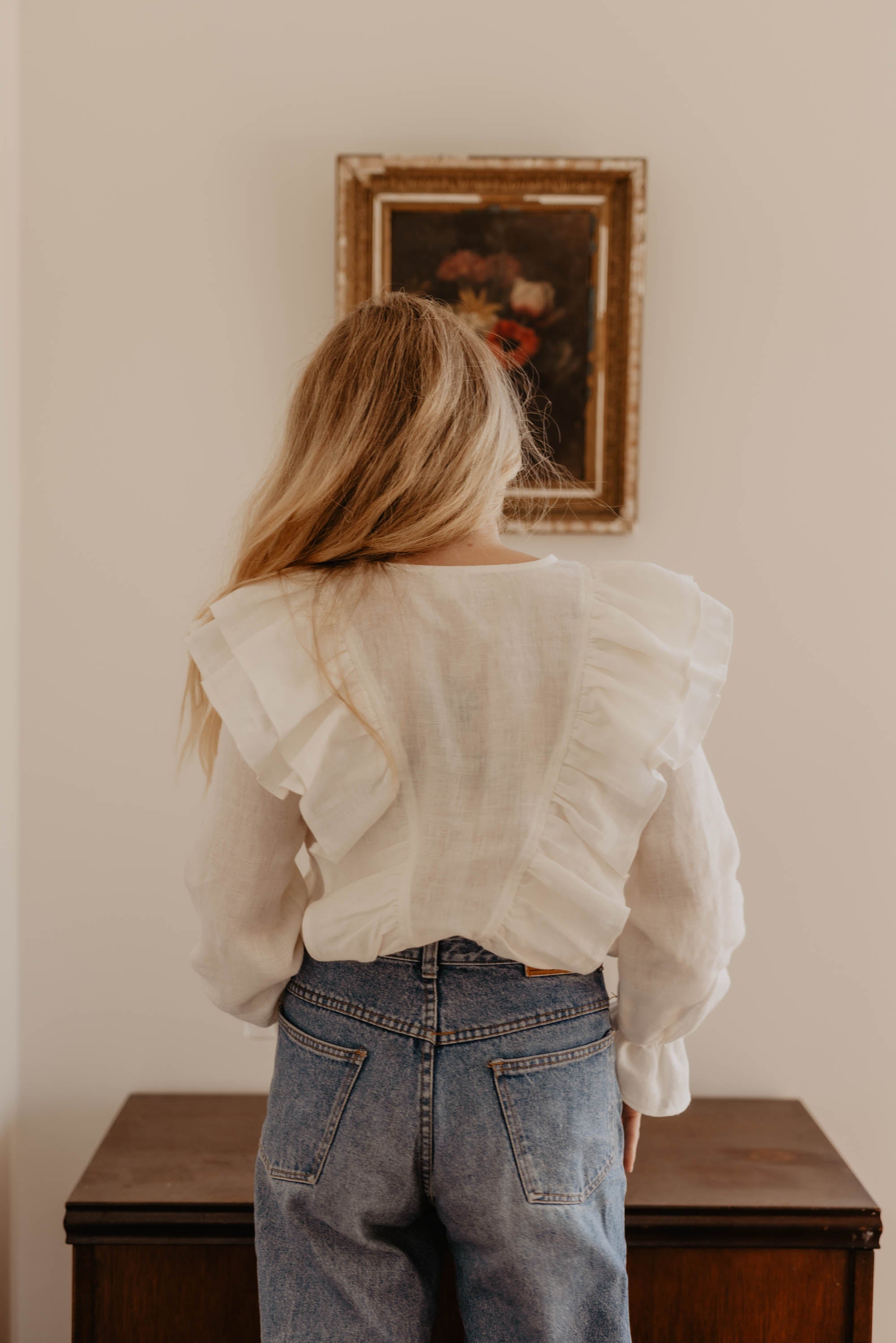 Laumė linen Linen Tops Guethary chemise en lin Dusty Pink à volants