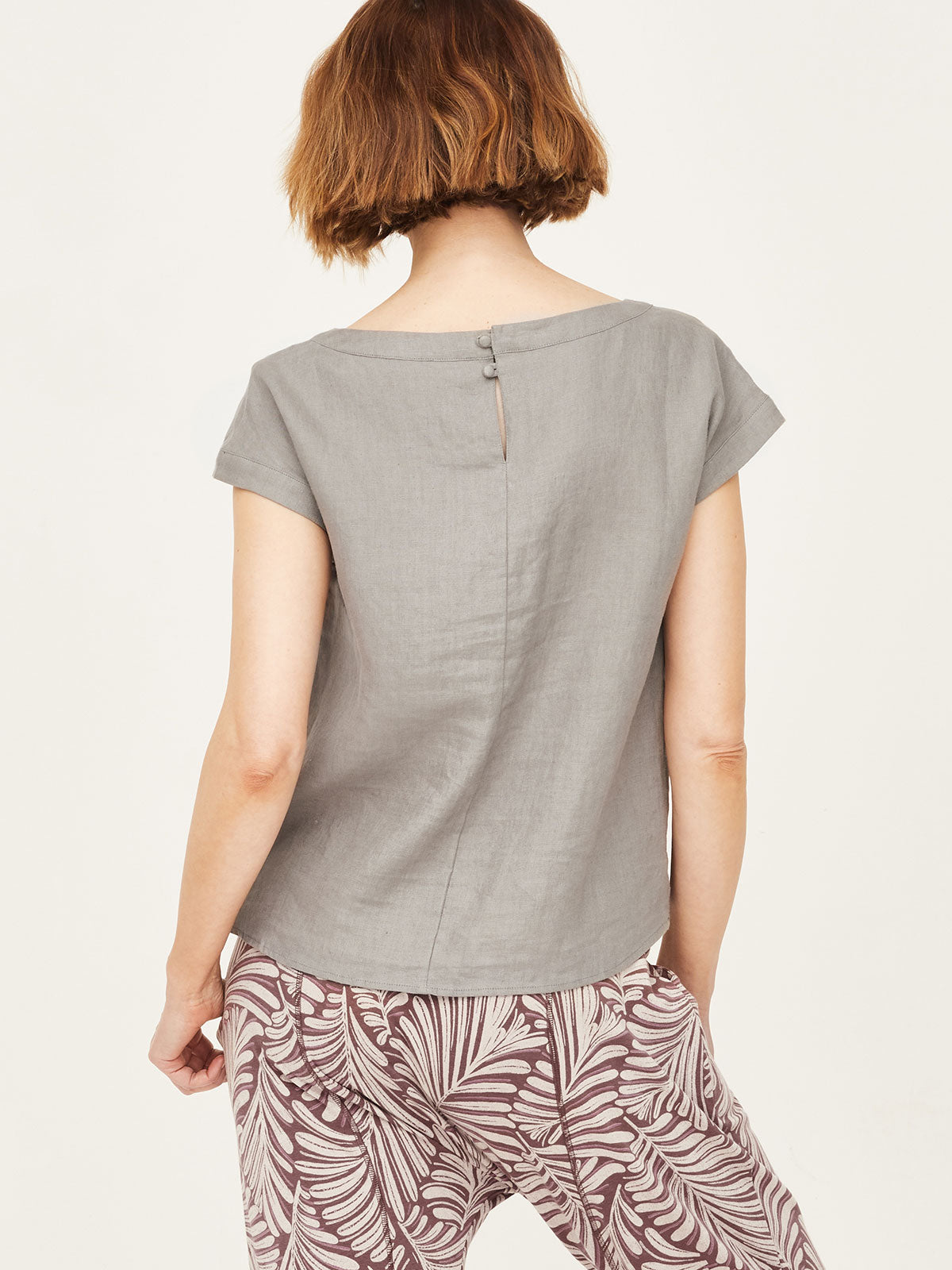 Sourire Multicolore Tops Erin top en chanvre gris col bateau
