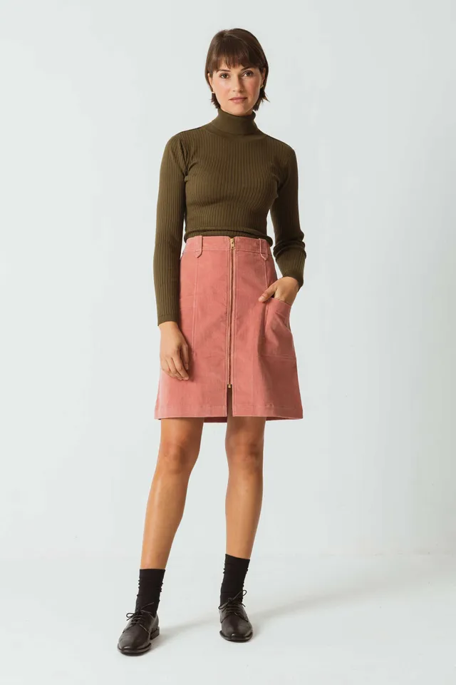 Sourire Multicolore Jupes Jupe Ines velours de coton bio vieux rose