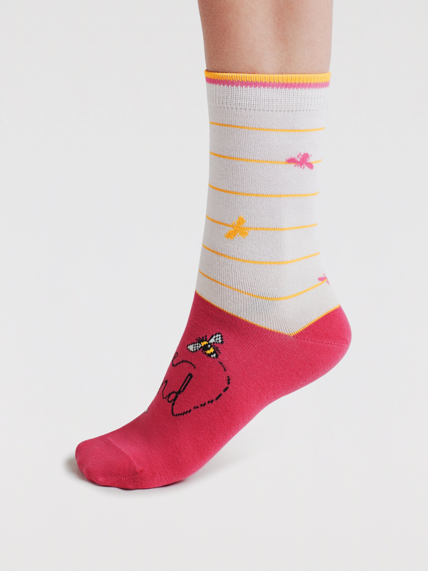 Sourire Multicolore Chaussettes femme Pochette abeilles 2 paires coton bio