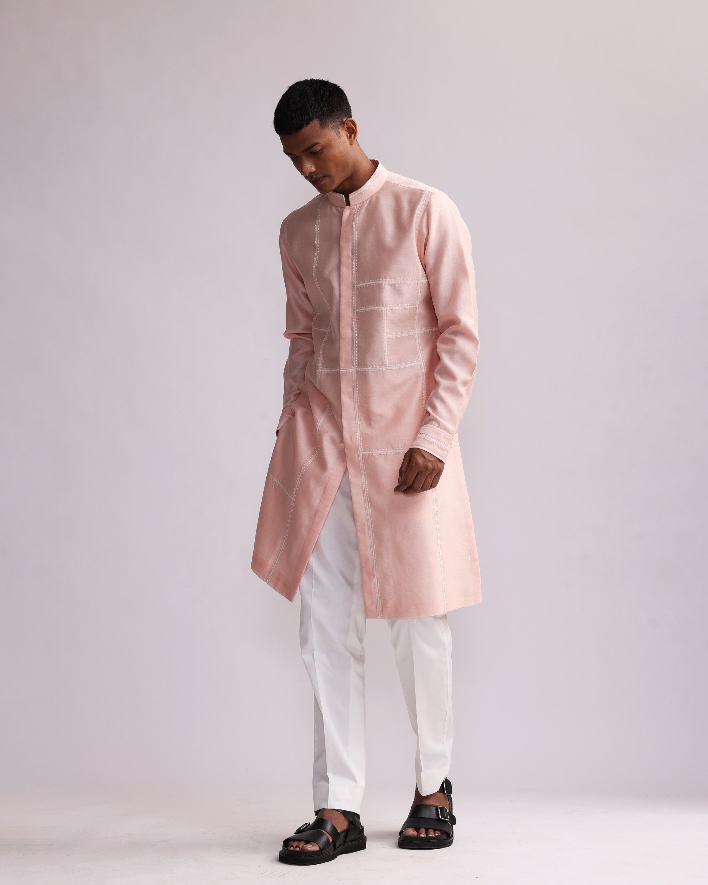 COUNTRYMADE Kurtas BUILDING BLOCKS PATCHED KURTA SET ensemble kurta pêche brodé