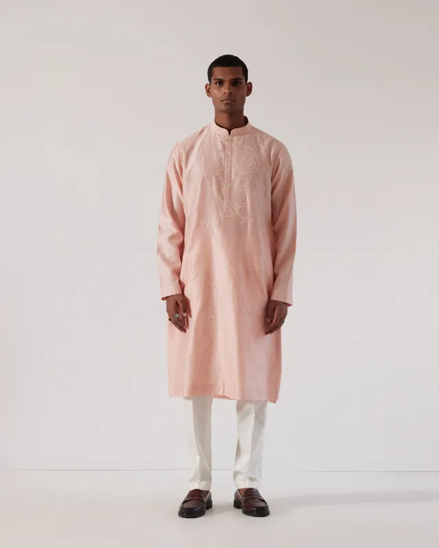 COUNTRYMADE Kurtas Black Hole Self Kurta Set rose