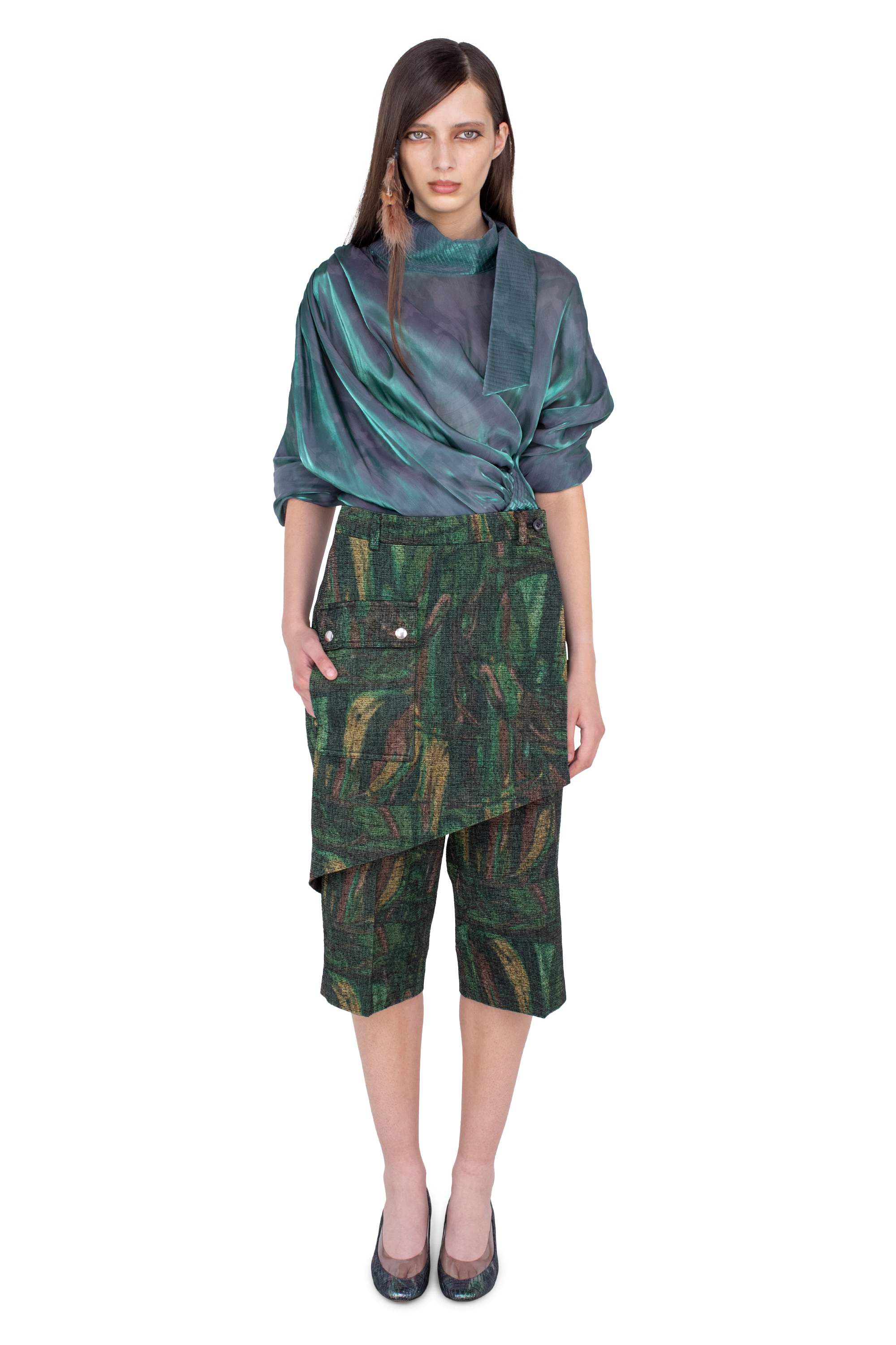 Kiko Kostadinov Bottoms LINNET Wrap Culottes jupe-culotte Forest Print