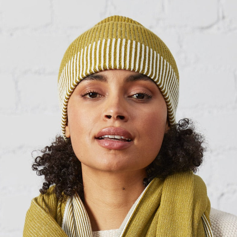 Sourire Multicolore Bonnets Bonnet en coton bio et bambou vert algue côtelé
